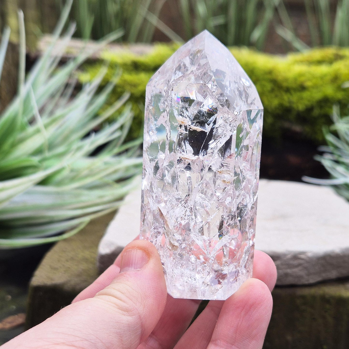 Fire and Ice Quartz Crystal Point, Rainbow Quartz, high vibrations for the crystal enthusiast