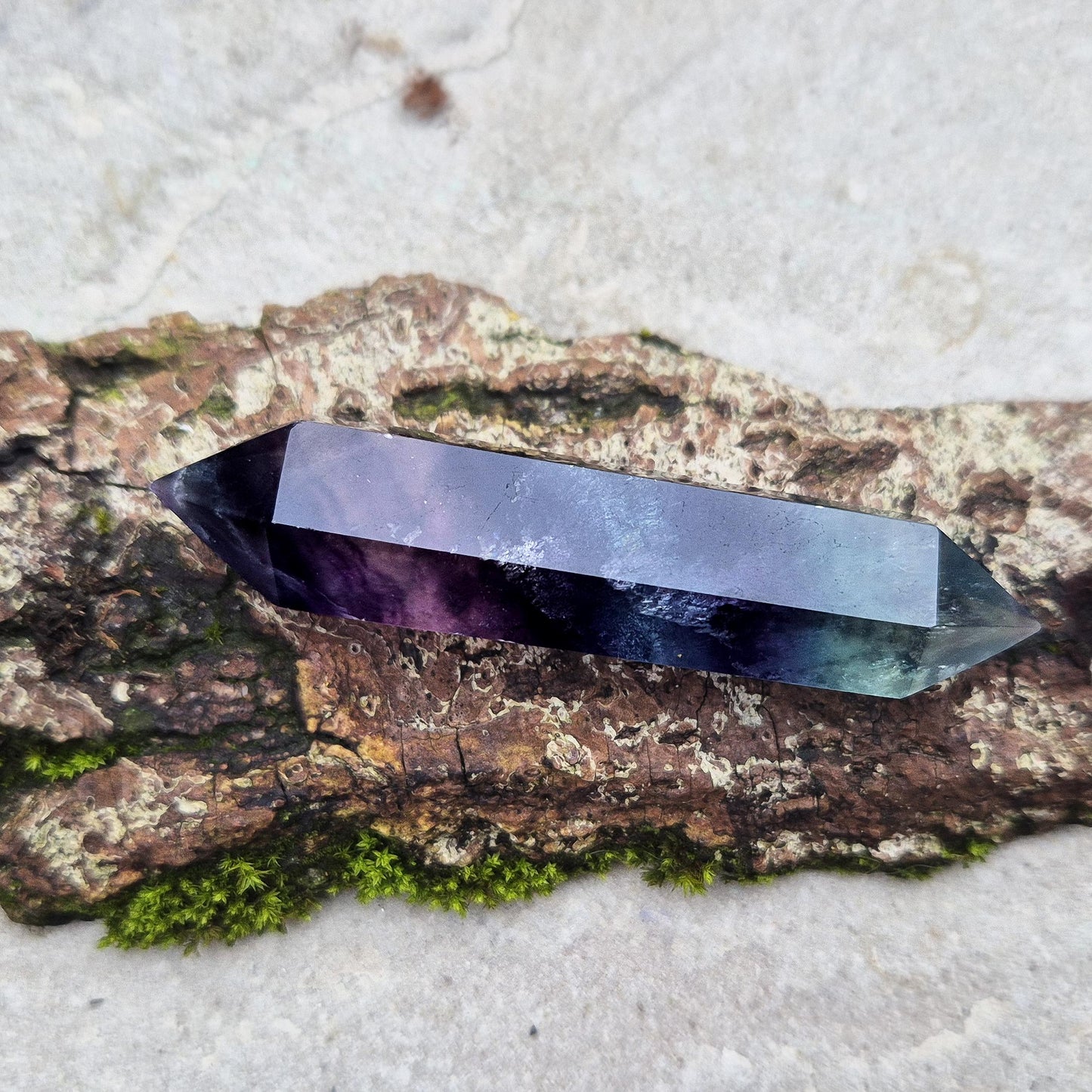 Rainbow Fluorite double terminated Wand, deep colour saturation, high grade crystal