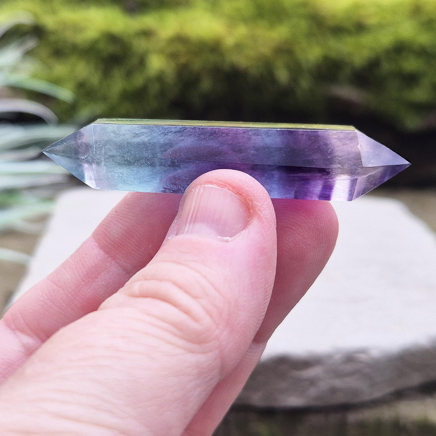 Fluorite double terminated Wand, deep colour saturation, high grade crystal