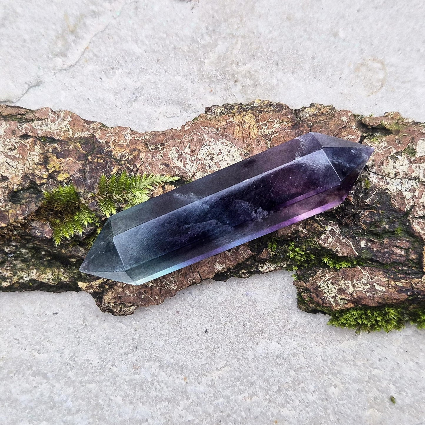 Rainbow Fluorite Double Terminated Crystal Wand