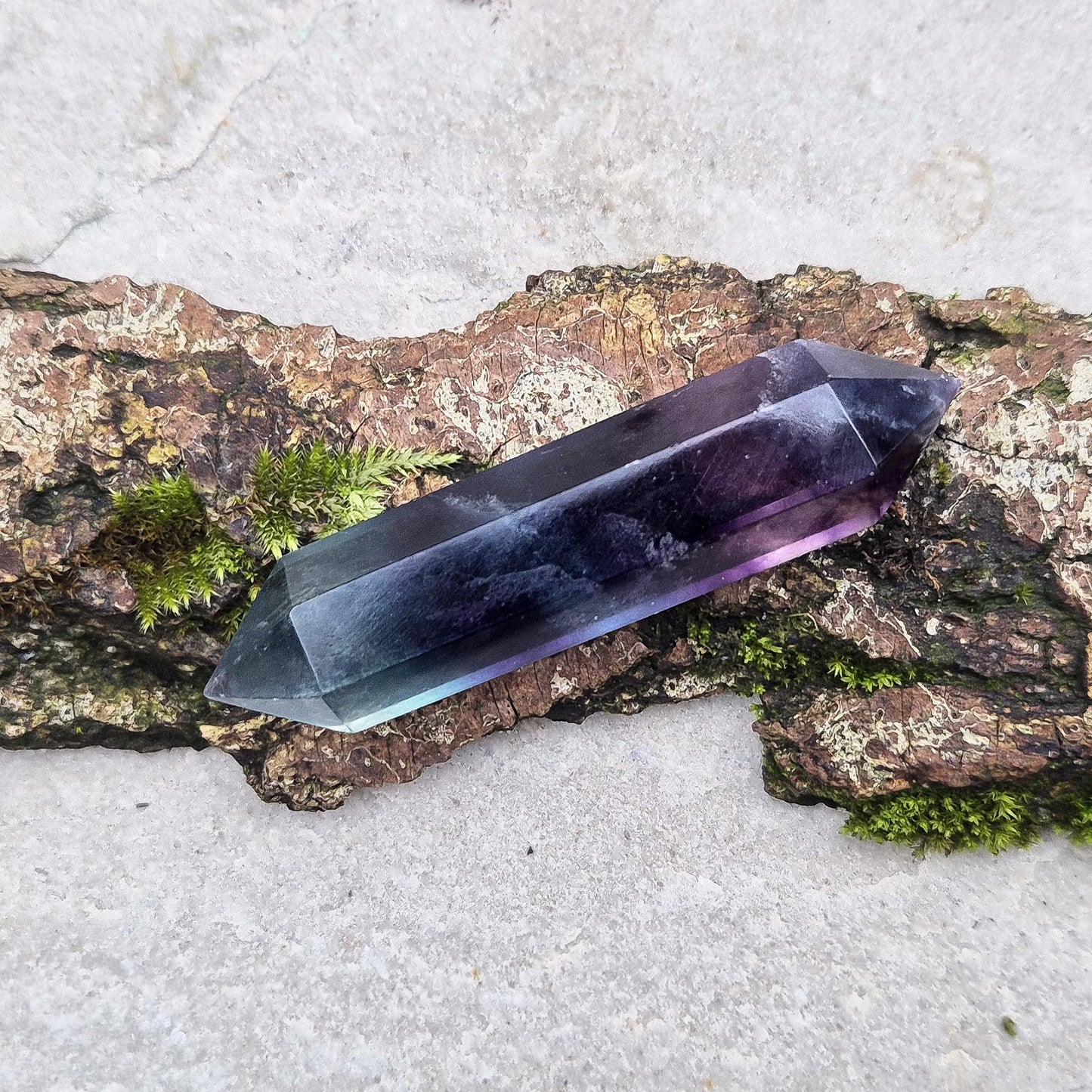 Rainbow Fluorite double terminated Wand, deep colour saturation, high grade crystal