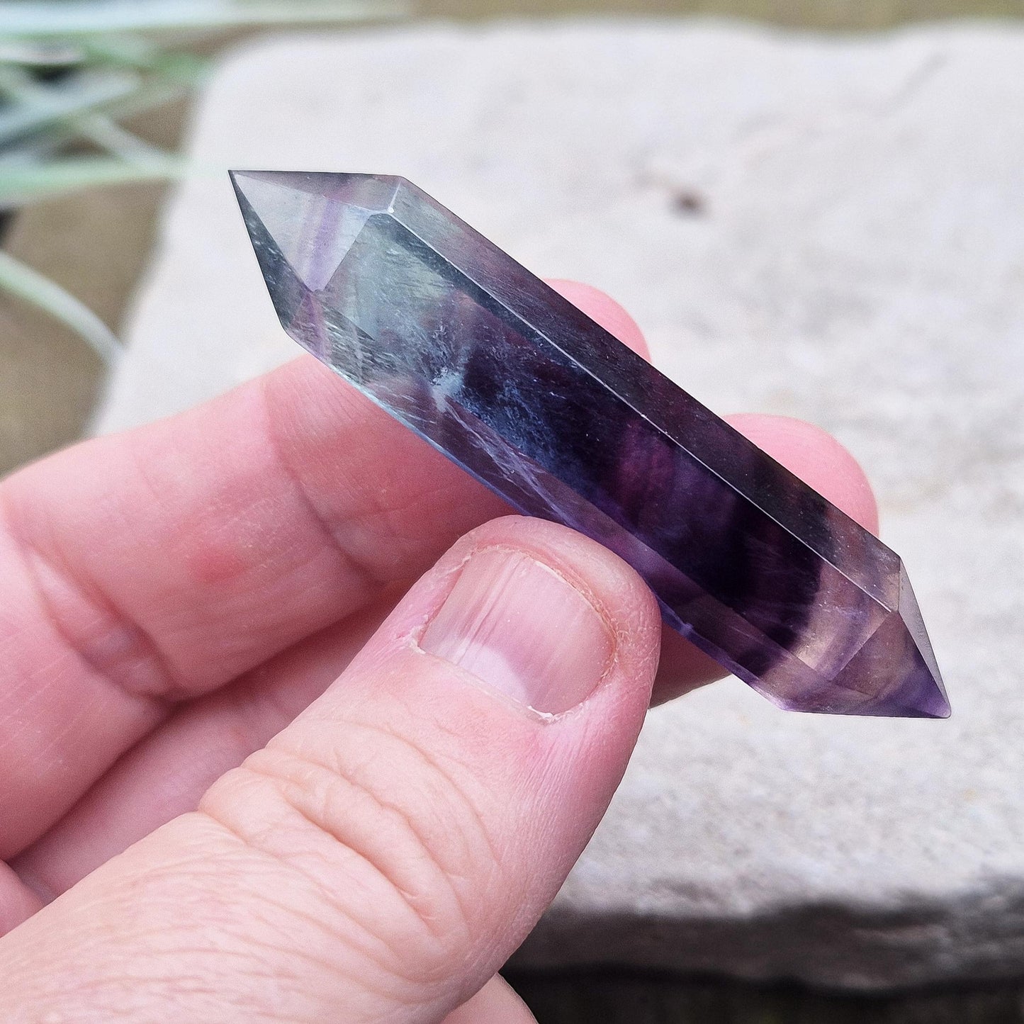 Fluorite double terminated Wand, deep colour saturation, high grade crystal