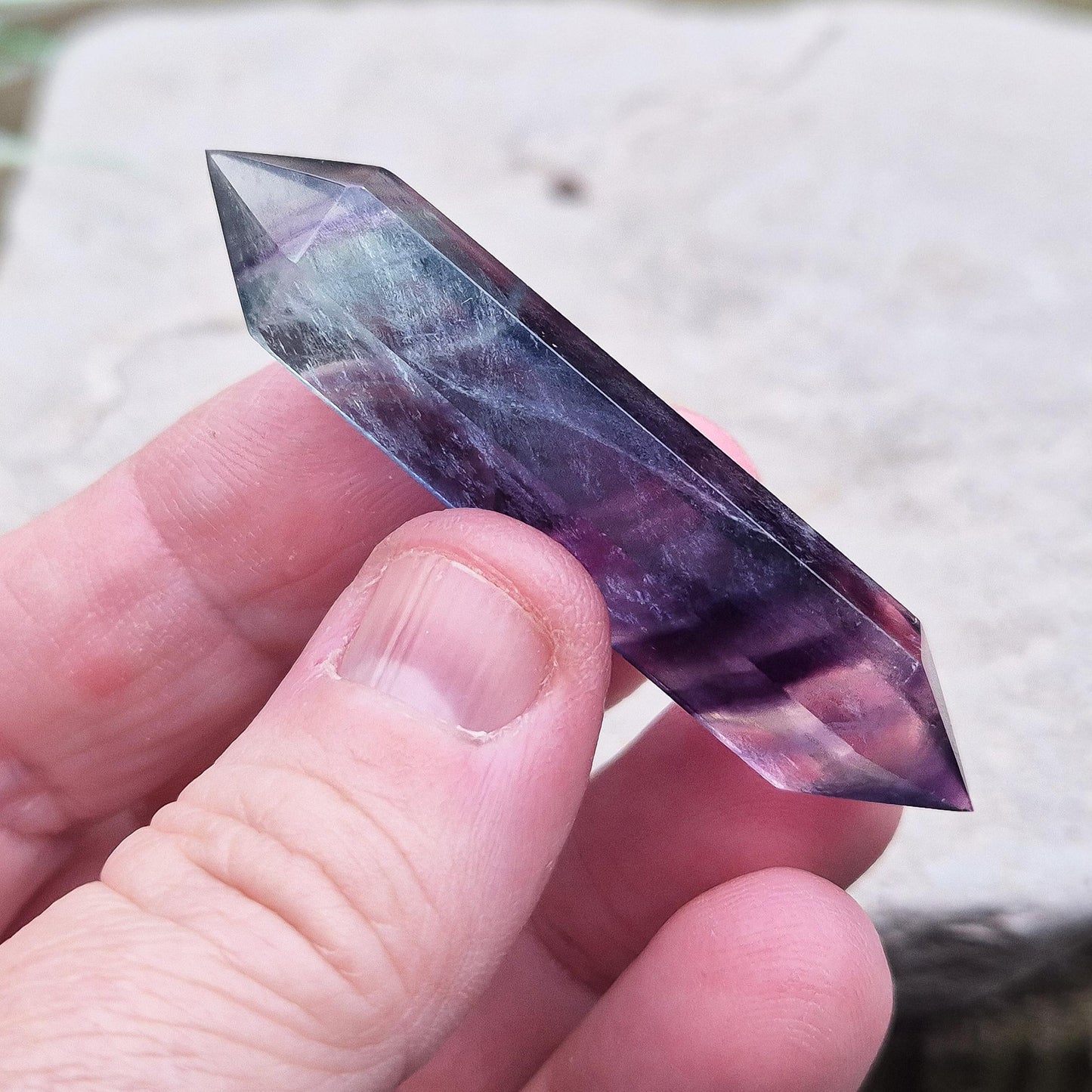 Fluorite double terminated Wand, deep colour saturation, high grade crystal