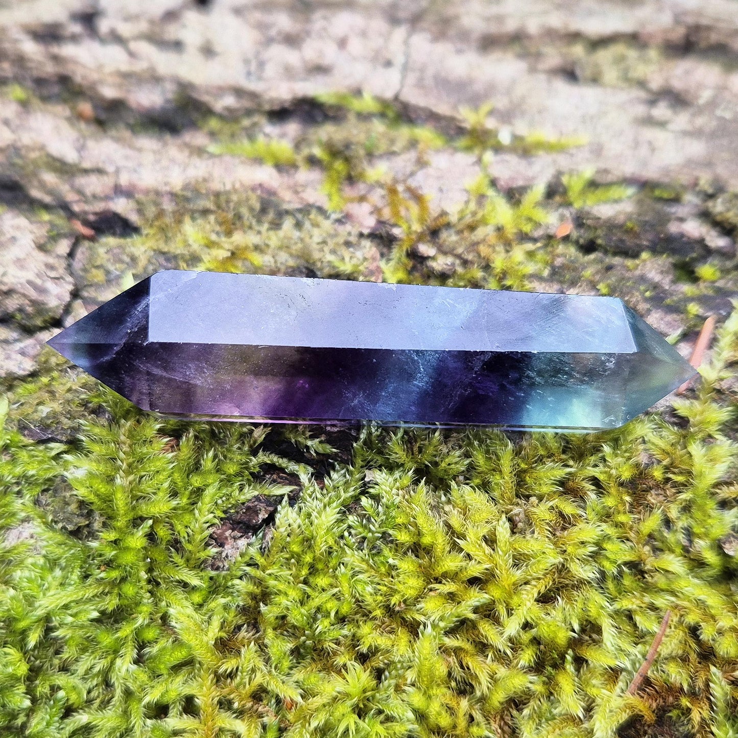 Rainbow Fluorite double terminated Wand, deep colour saturation, high grade crystal