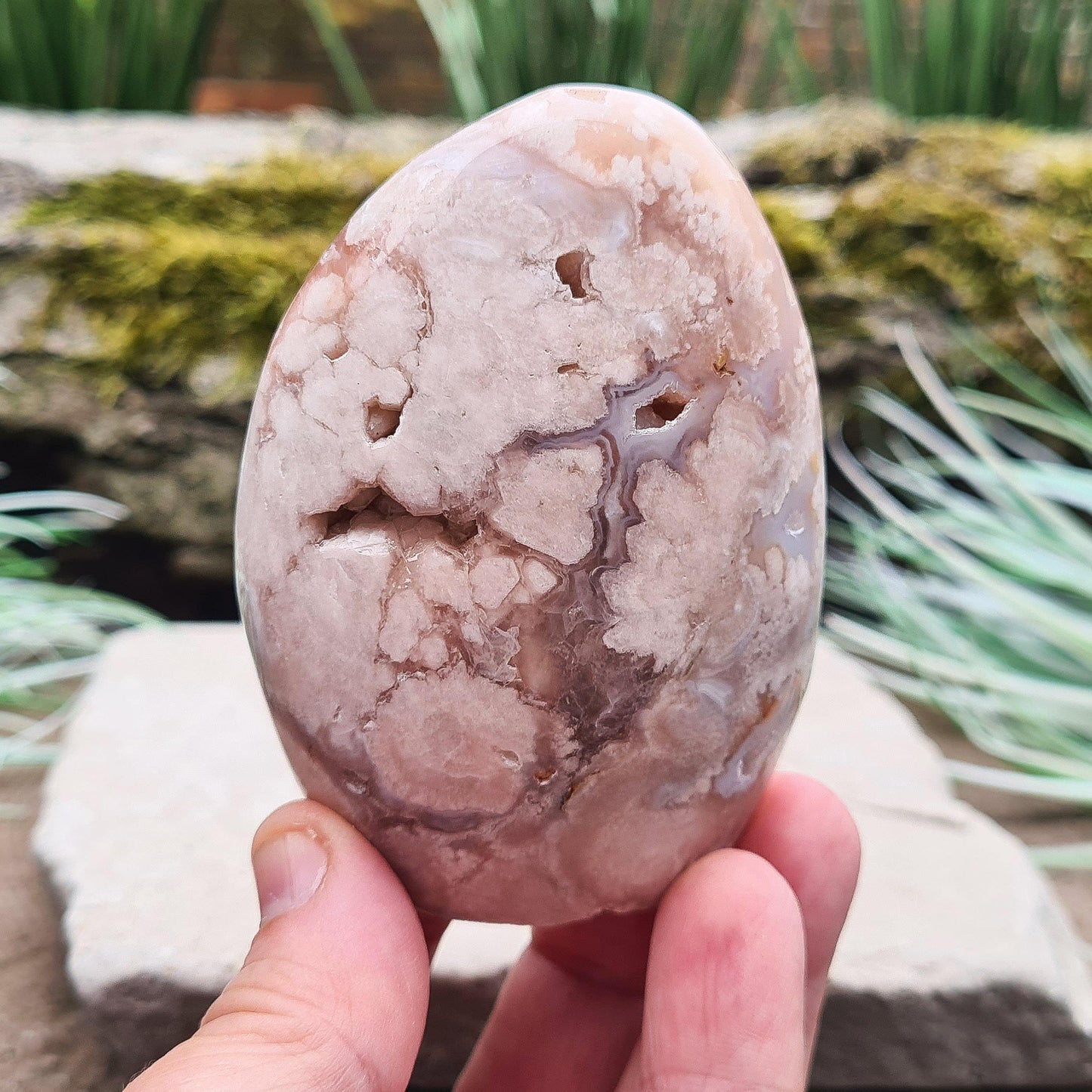 Blossom Agate Crystal, Flower Agate Freeform, Cherry Blossom Agate