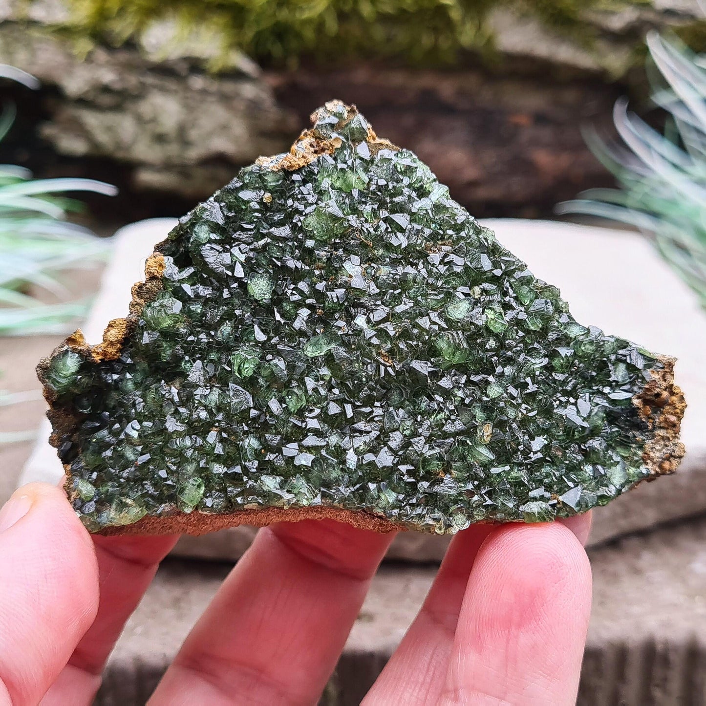 Ludlamite Crystal from Amazonas, Brazil, Deep Green Natural Matrix Crystal for Heart Chakra & Emotional Balance