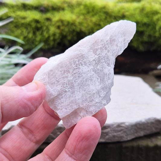 Natural Moonstone (white) crystal. from India. Lovely opalescence when light is on the crystal.