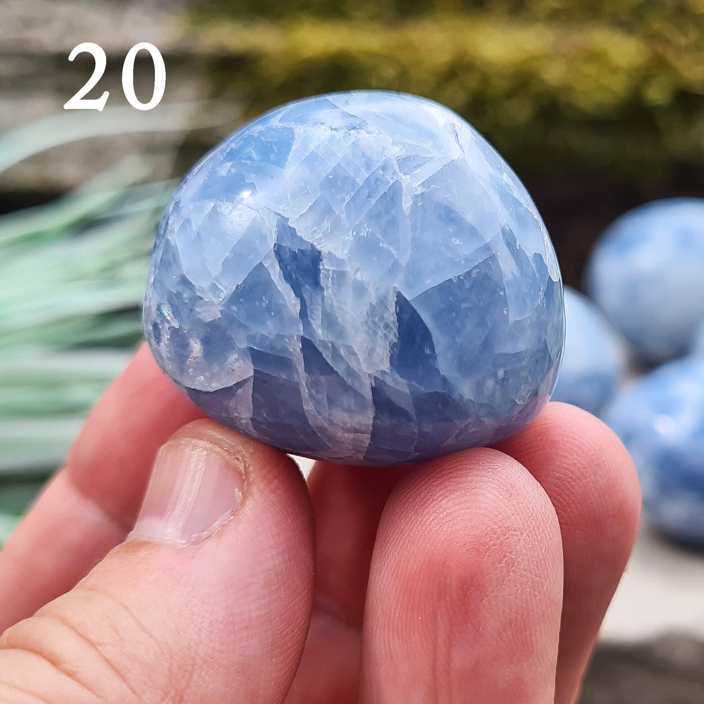 Blue Calcite Crystal from Madagascar, Polished Blue Stone for Relaxation & Harmony