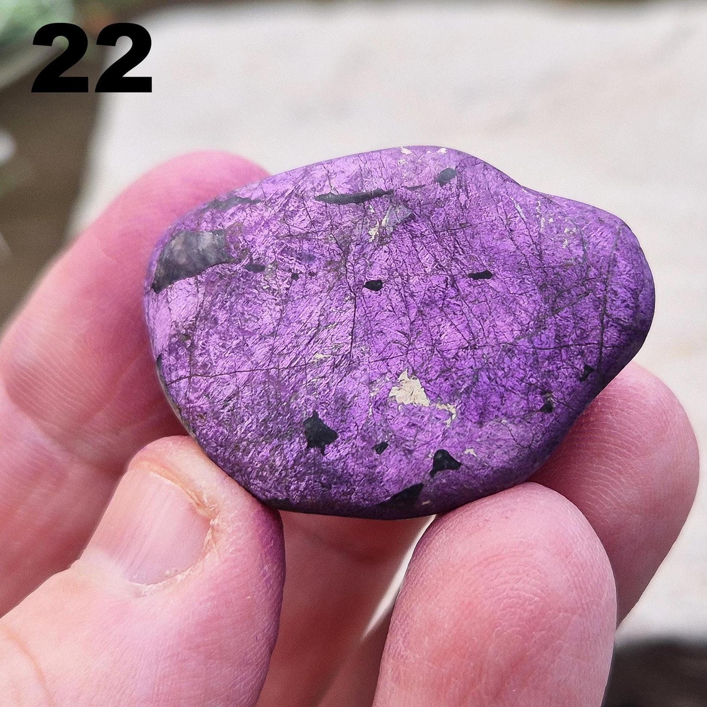 Purpurite. Beautiful purple specimens originating from Namibia. Known for its vibrant purple hue and unique matte finish. The colouring comes alive in the light.