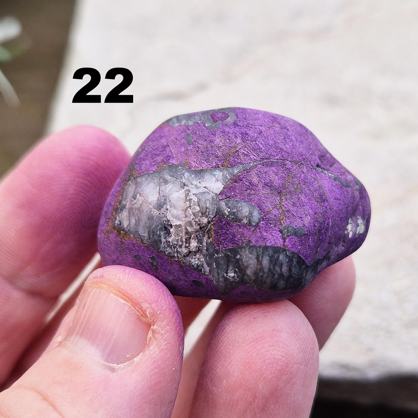 Purpurite. Beautiful purple specimens originating from Namibia. Known for its vibrant purple hue and unique matte finish. The colouring comes alive in the light.