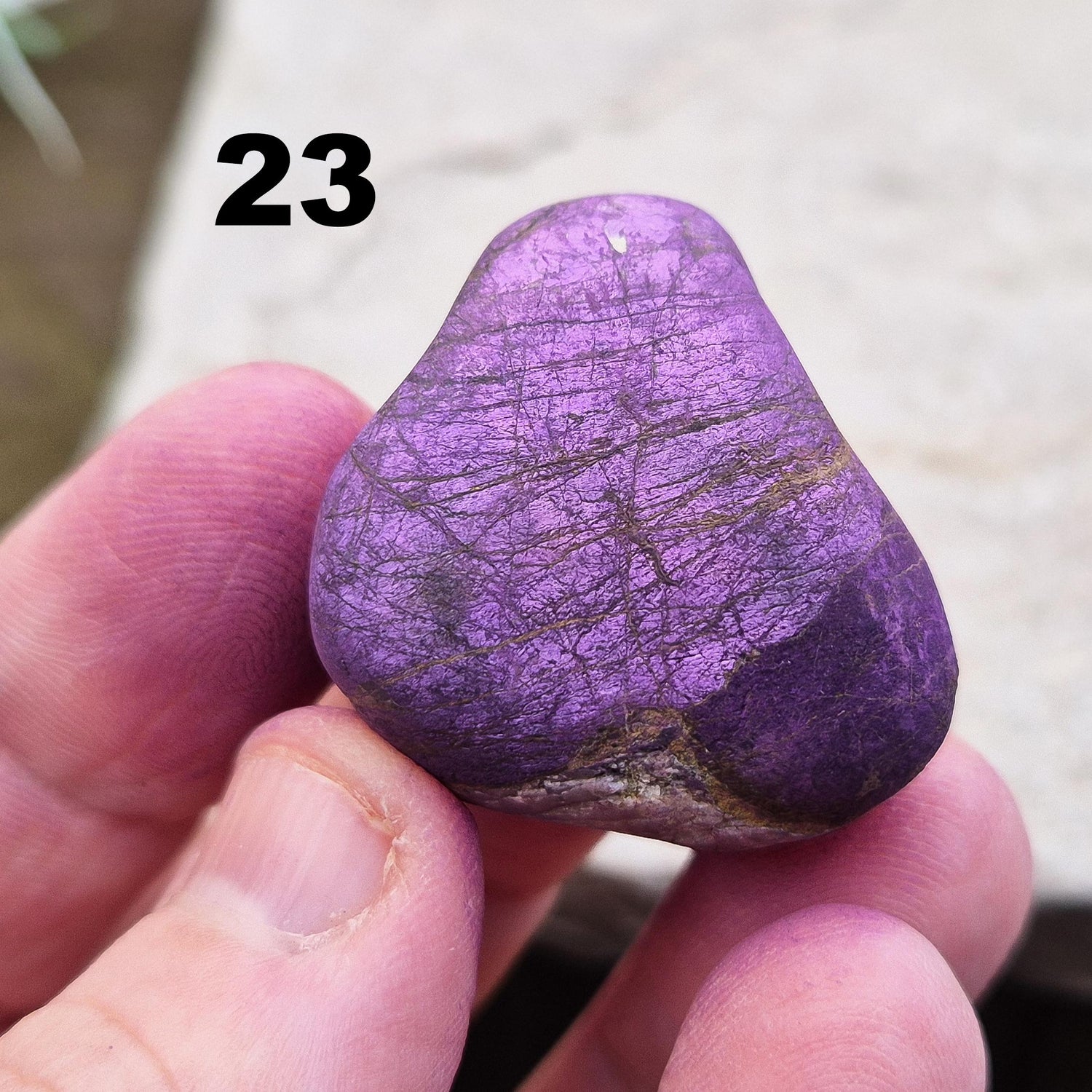 Purpurite. Beautiful purple specimens originating from Namibia. Known for its vibrant purple hue and unique matte finish. The colouring comes alive in the light.