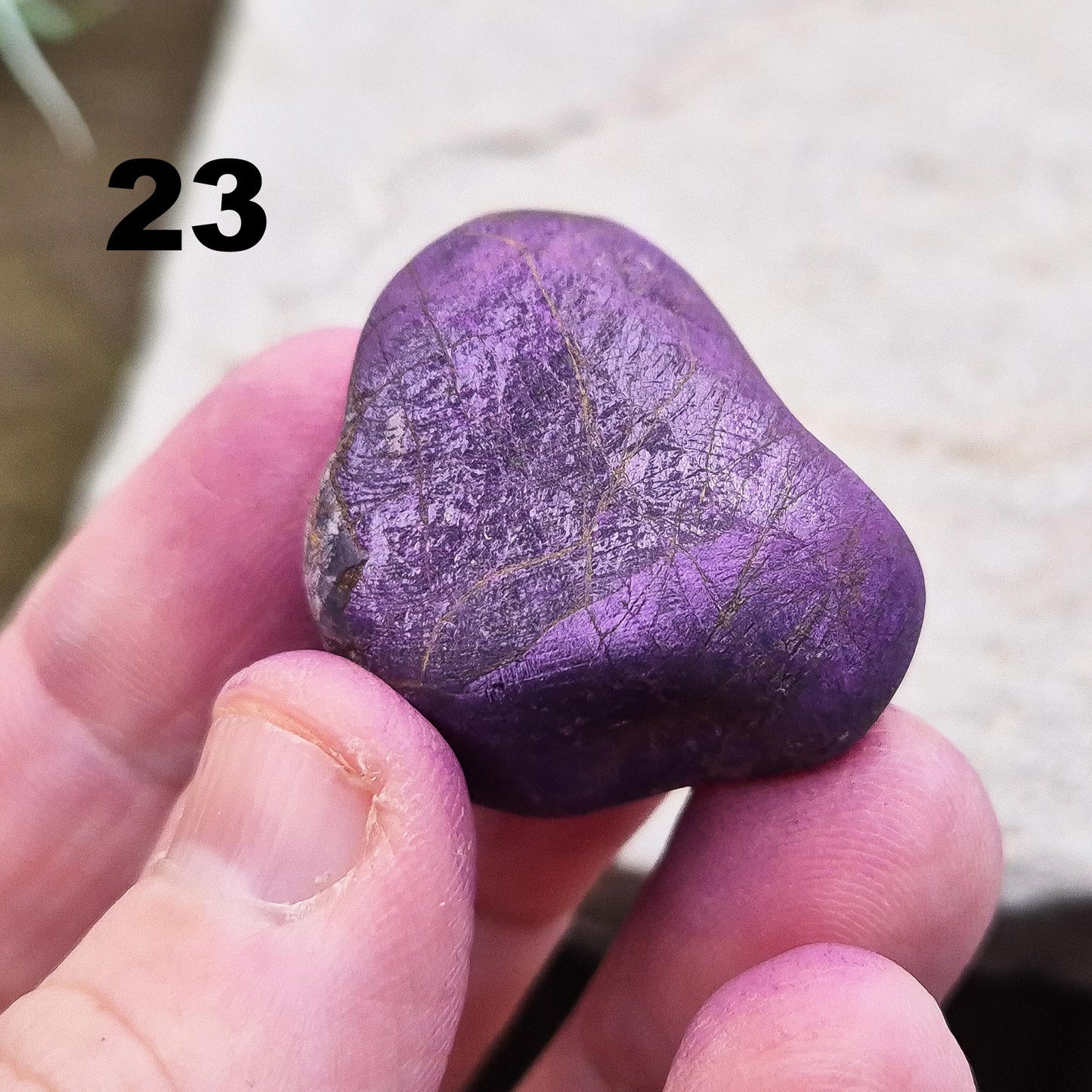 Purpurite. Beautiful purple specimens originating from Namibia. Known for its vibrant purple hue and unique matte finish. The colouring comes alive in the light.