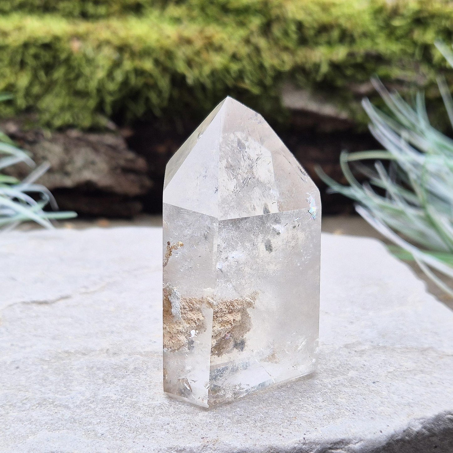 Quartz Standing Point with Mineral Inclusions from Brazil, a Crystal for Energy & Clarity