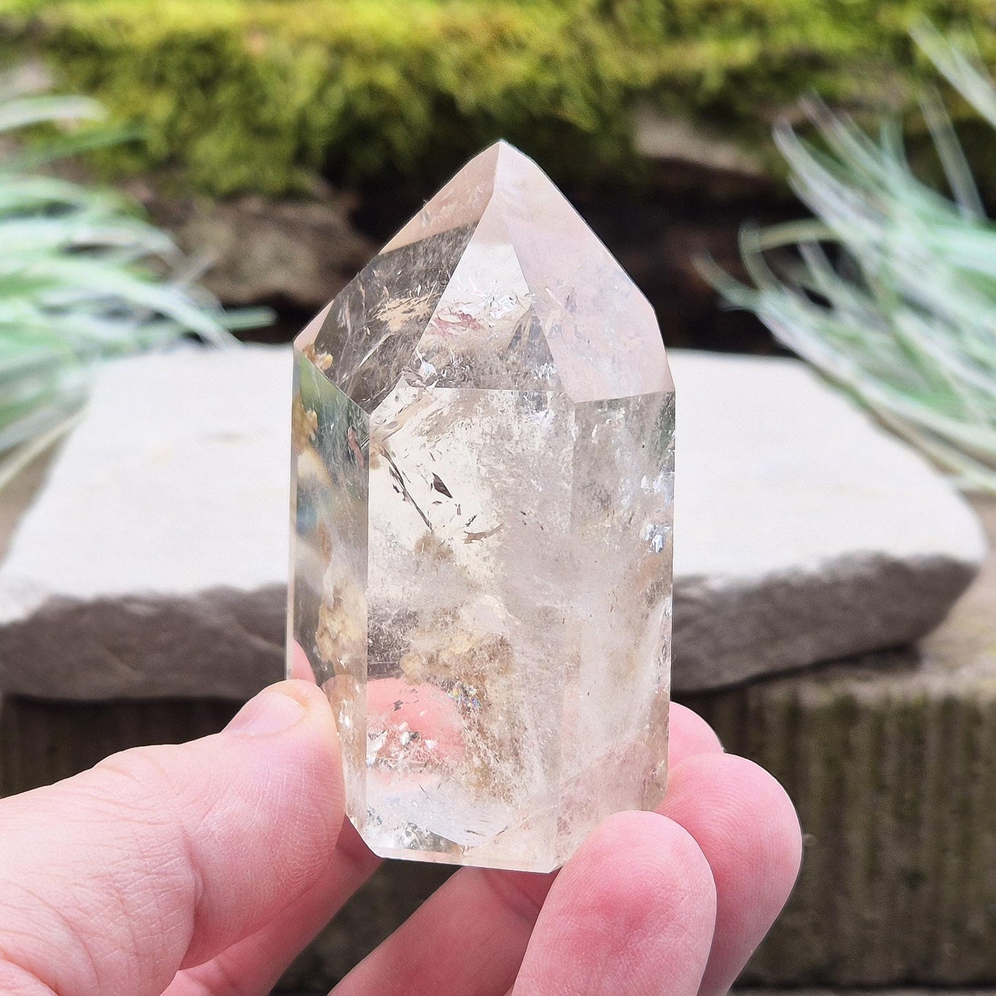 Quartz Standing Point with Mineral Inclusions from Brazil, a Crystal for Energy & Clarity