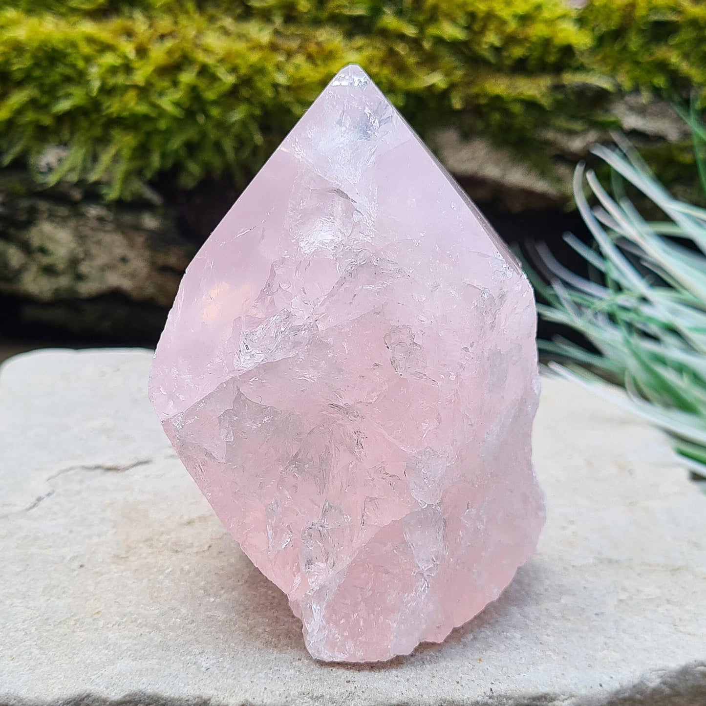 Rose Quartz Crystal Standing Point from Brazil, Pale Pink Polished Point for Love & Harmony