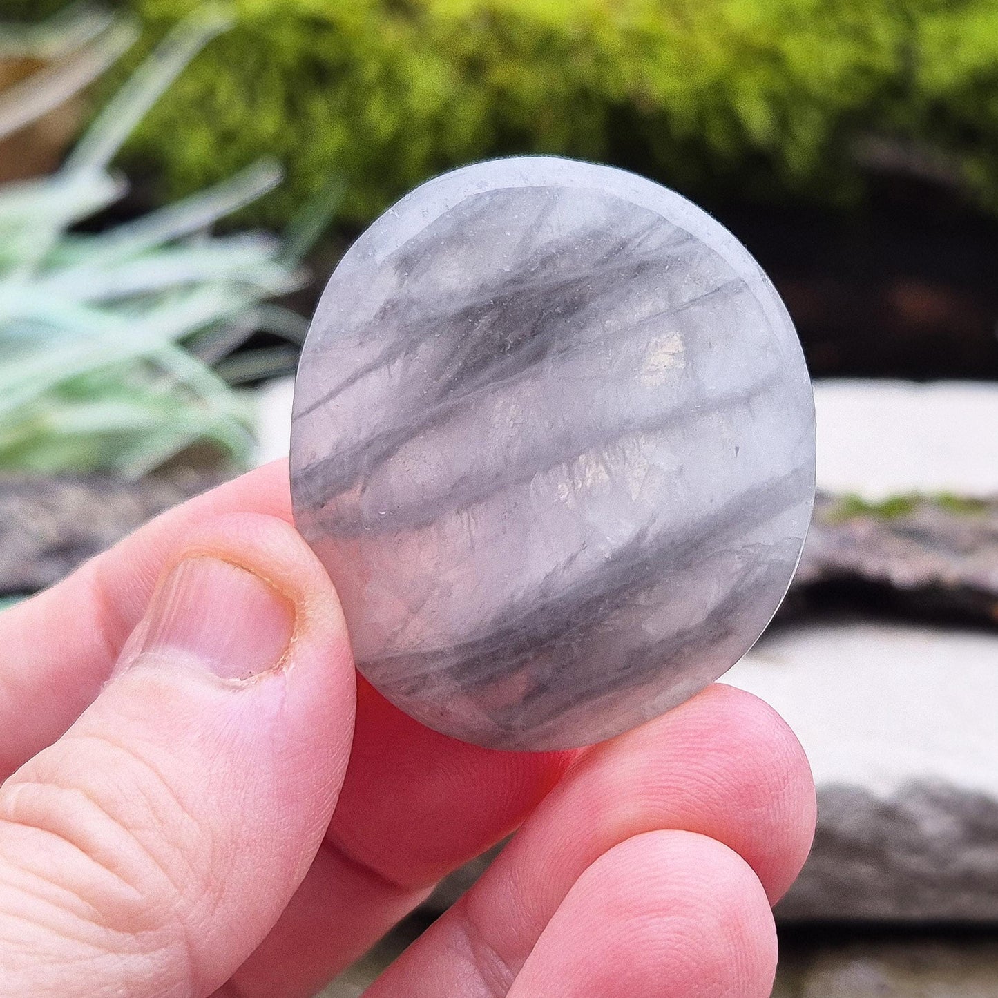 Lunar Quartz Crystal Palm Stone