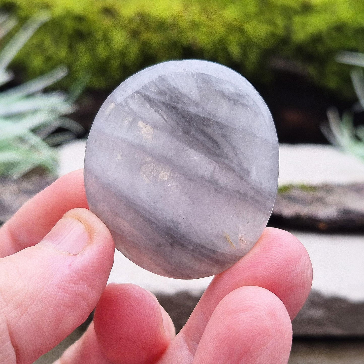 Lunar Quartz Crystal Palm Stone