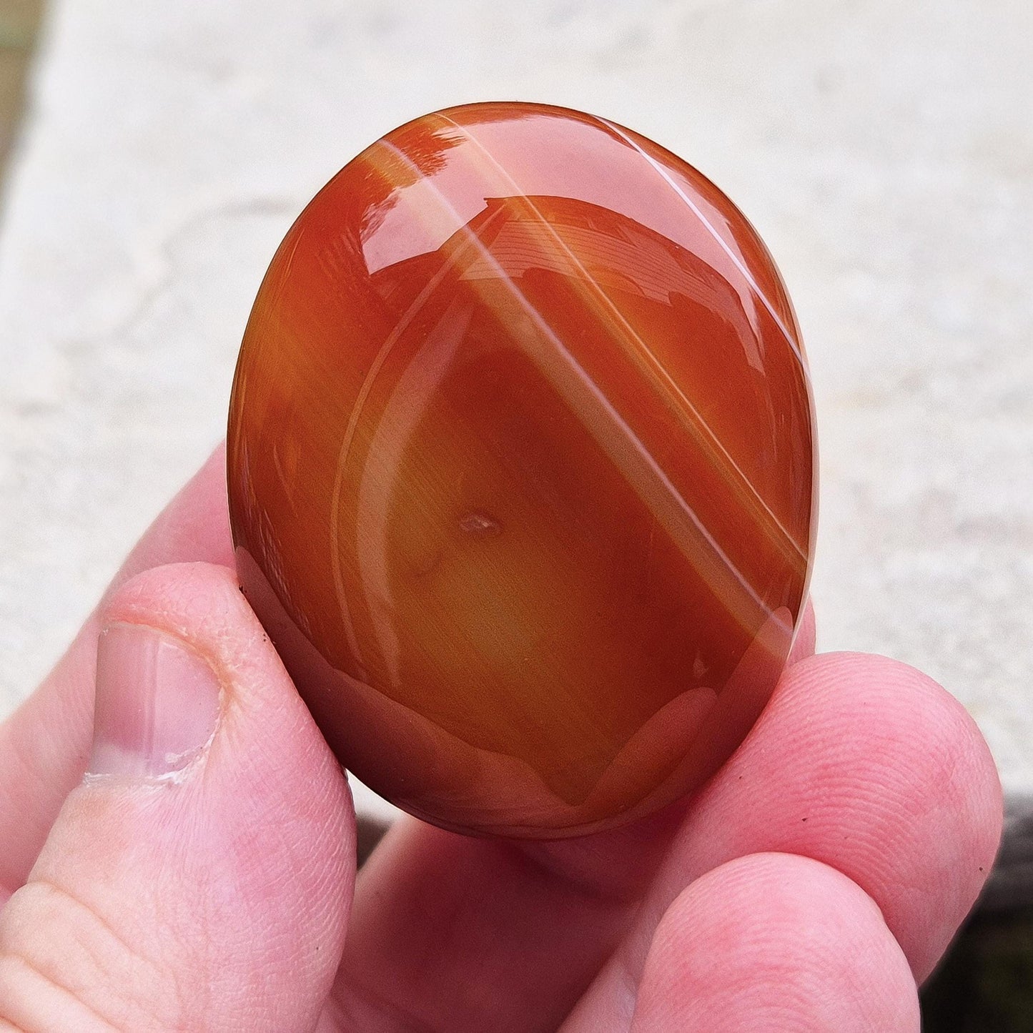 Banded Carnelian Crystal Palm Stone