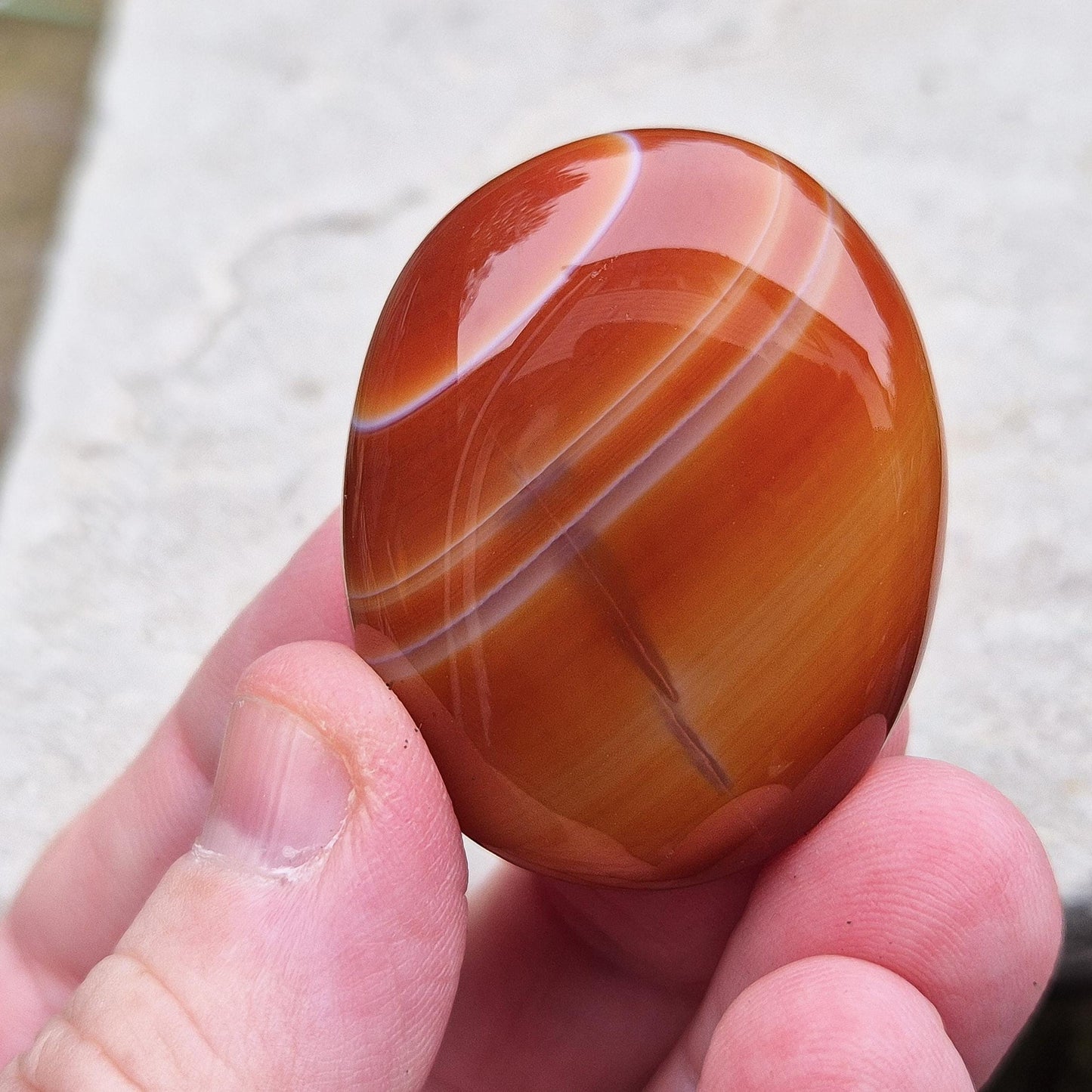 Banded Carnelian Crystal Palm Stone