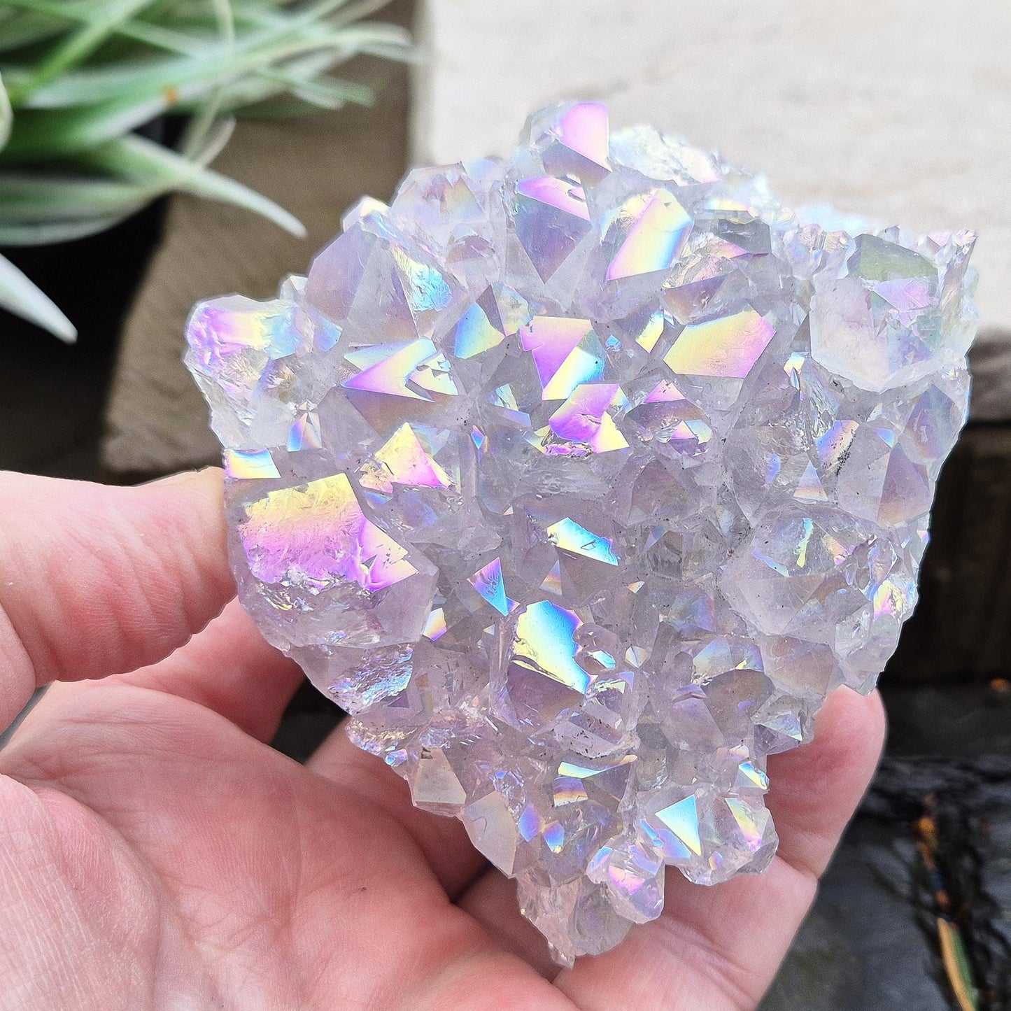 Aura Amethyst Crystal Cluster, Rainbow Amethyst, Angel Aura