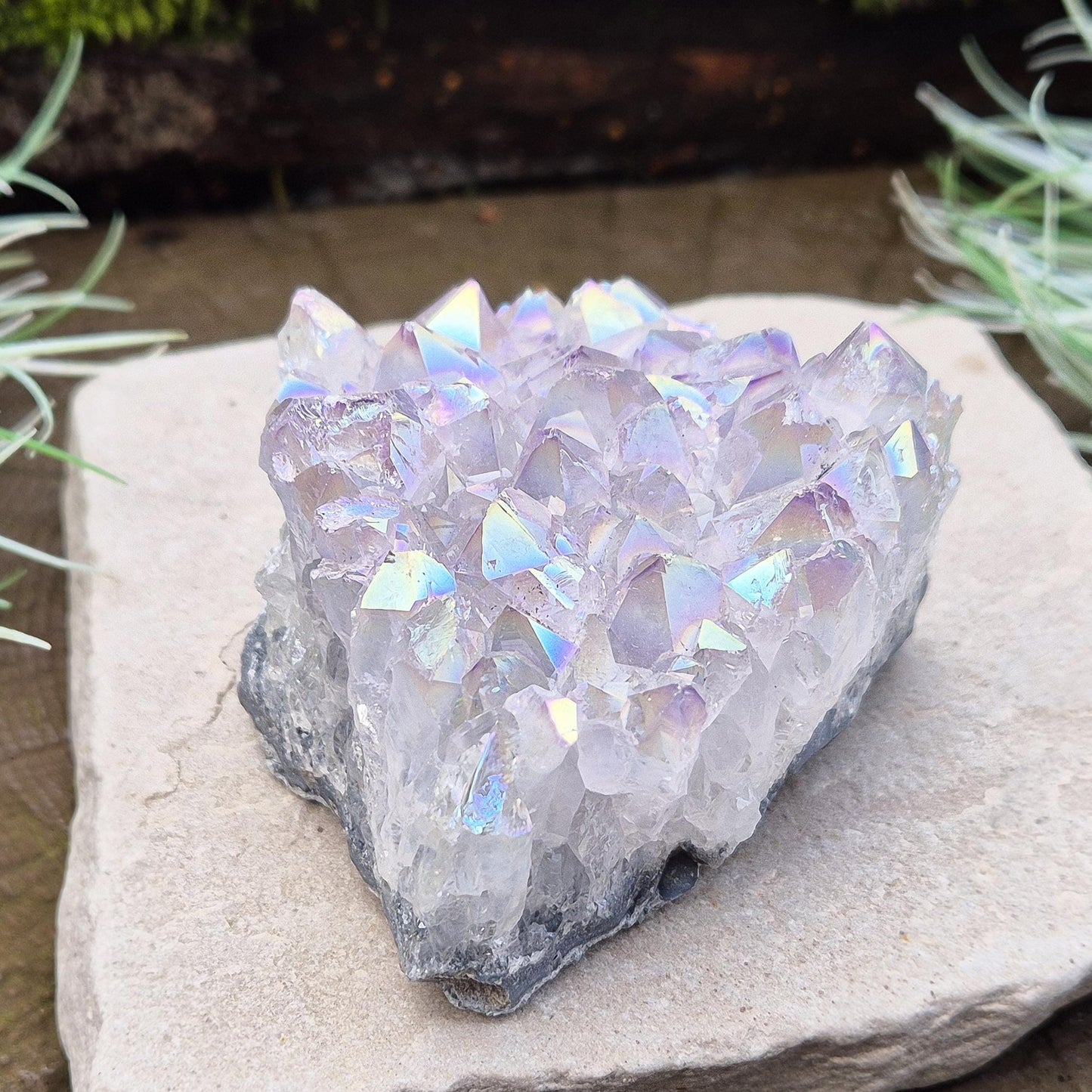 Aura Amethyst Crystal Cluster, Rainbow Amethyst, Angel Aura