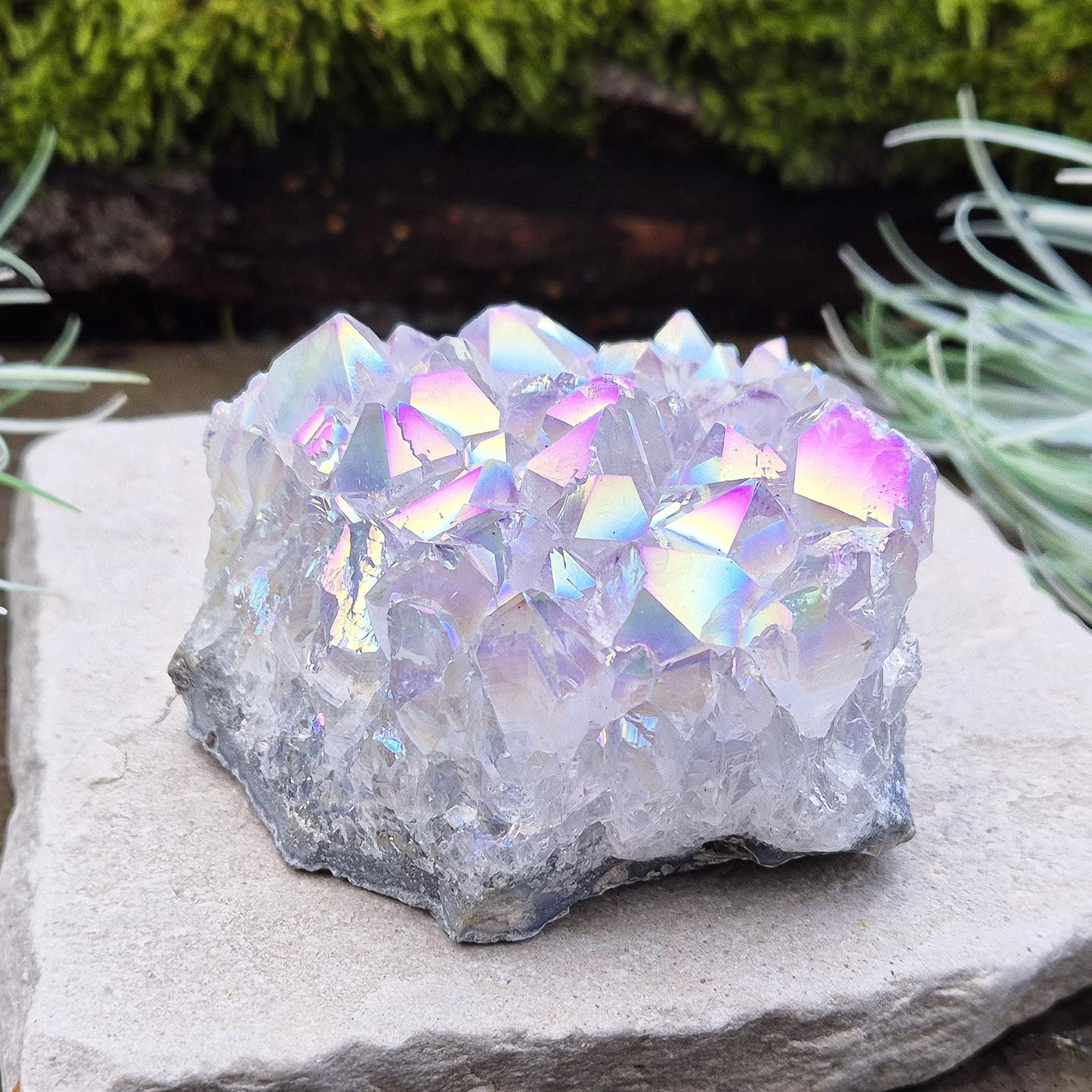 Aura Amethyst Crystal Cluster, Rainbow Amethyst, Angel Aura