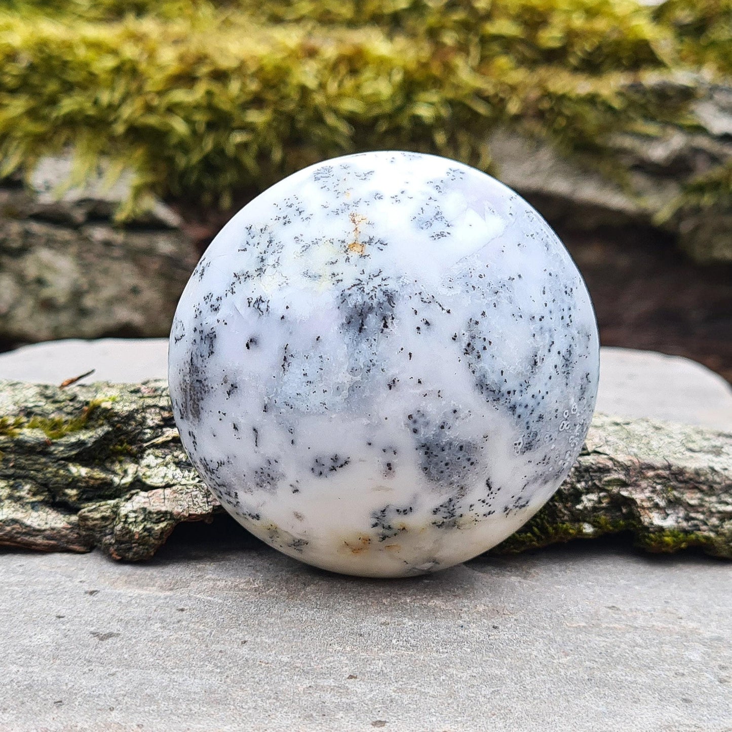 Merlinite Crystal from Madagascar. Fabulous, off white, grey and Lavender colouring. Merlinite Crystals are made up of White Opal and dendritic (fern like) inclusions