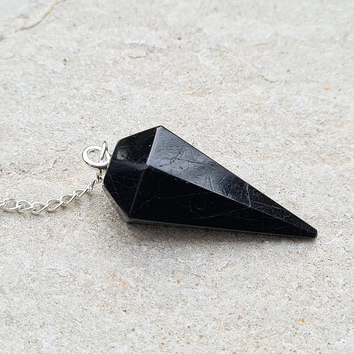 Black Tourmaline Crystal Pendulum, with box or organza pouch to keep it in