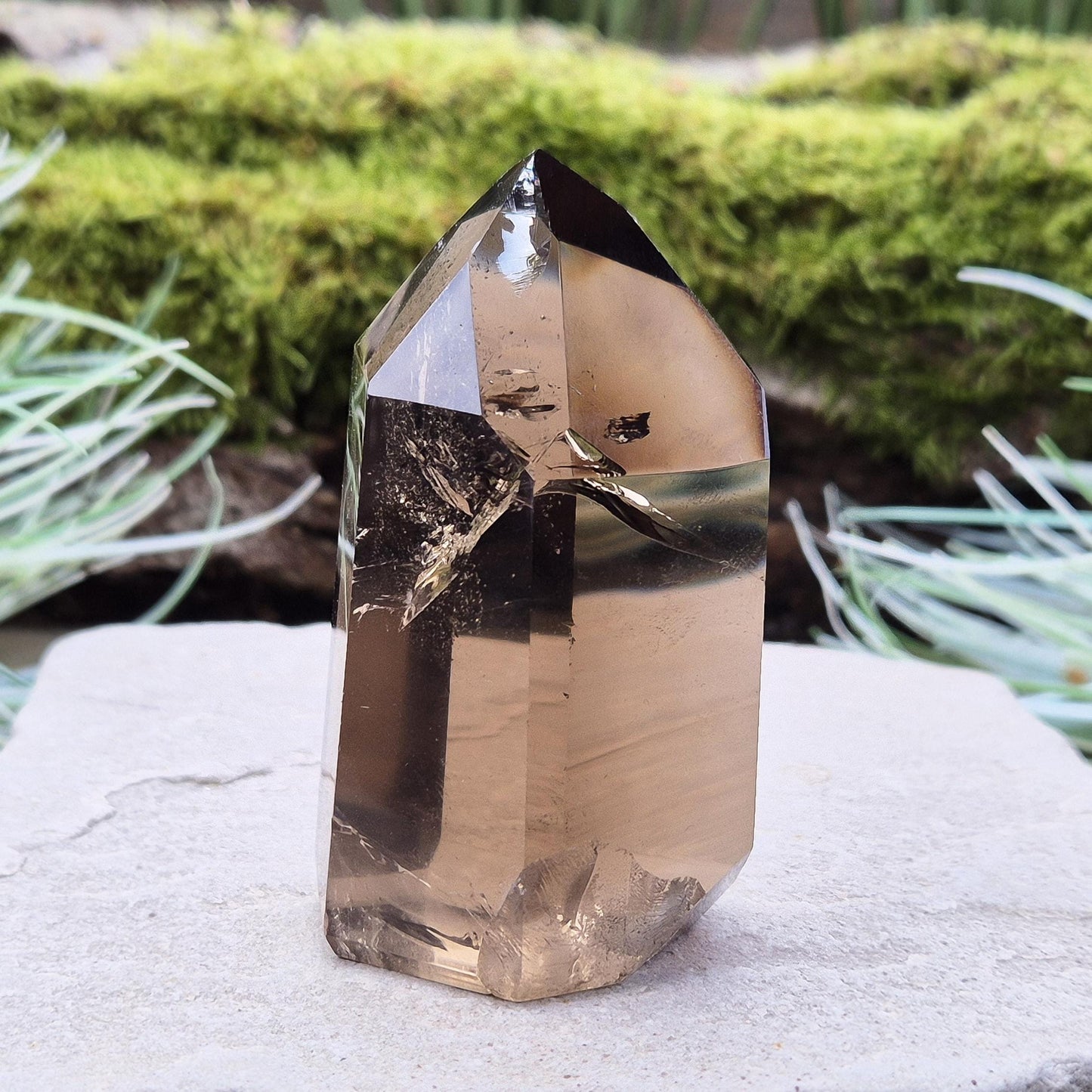 Smoky Quartz Crystal Point with light reflecting inclusions