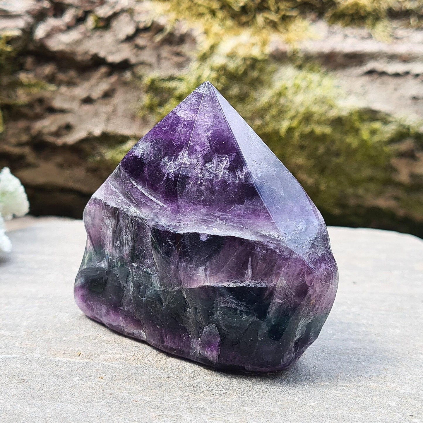 Fluorite Crystal Point, Green and Purple