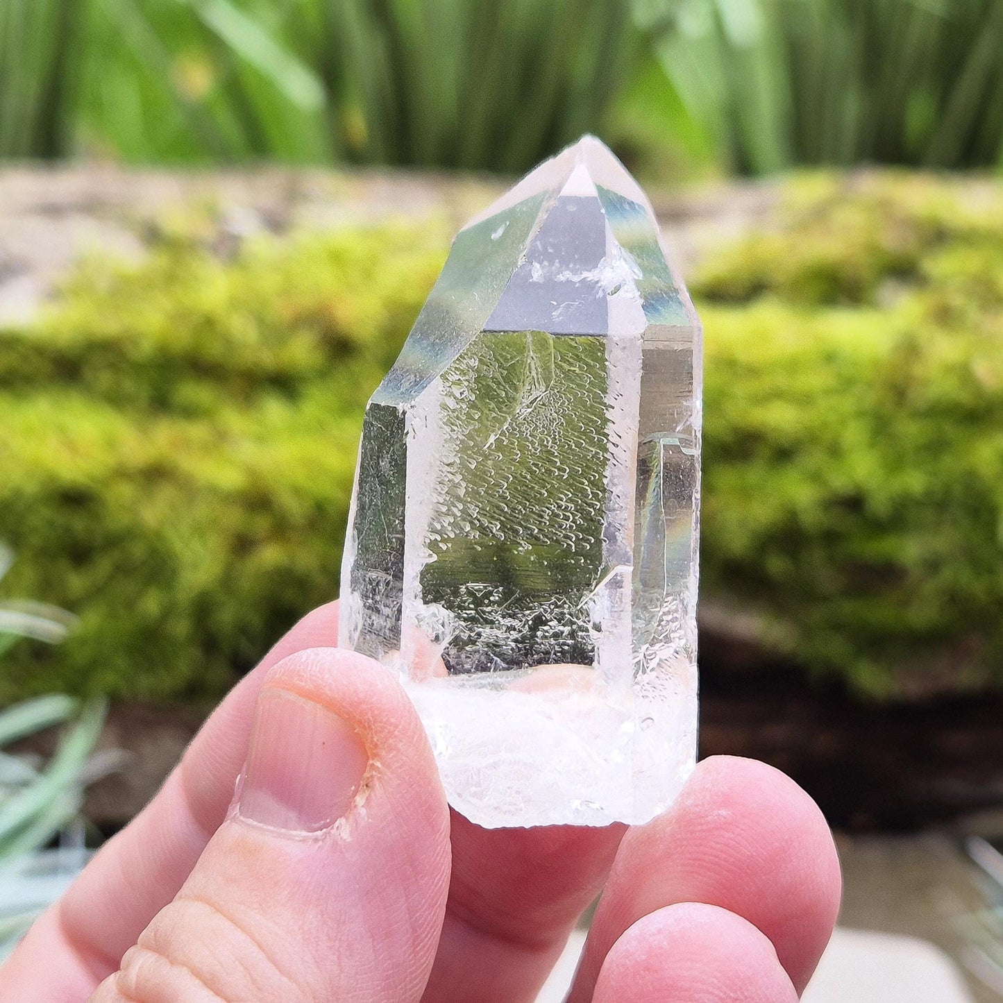 Starbrary Quartz Crystal Point From Brazil. This crystal is a point has nice clarity and lovely Starbrary markings on 3 sides.