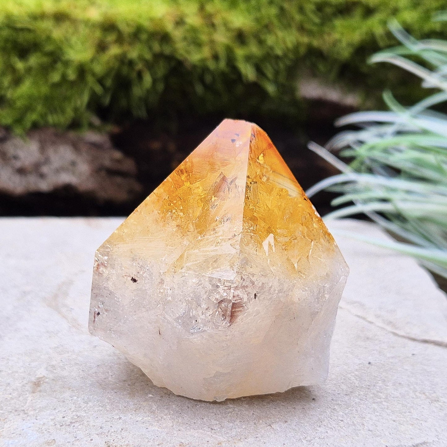 This crystal point offers an authentic, natural touch to any collection. Citrine is often appreciated for its bright, uplifting energy and is associated with clarity, motivation, and a positive outlook.