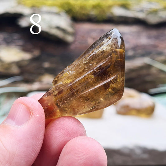 Citrine crystal, natural dark honey colour, from South Africa, lightly polished. Untreated.