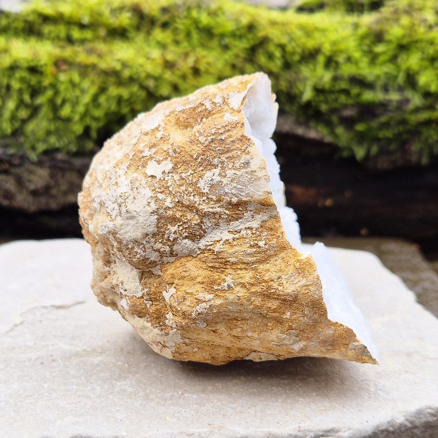 White Quartz Crystal Geode, Half