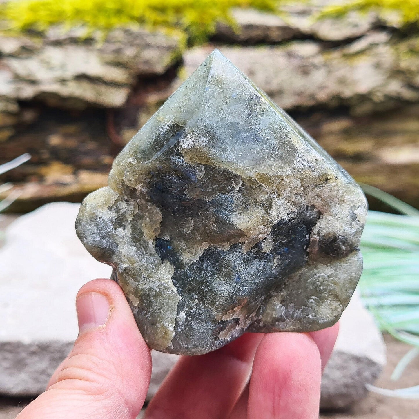 Labradorite Crystal, Standing Point | attracts positive vibes | Crystal Display Piece