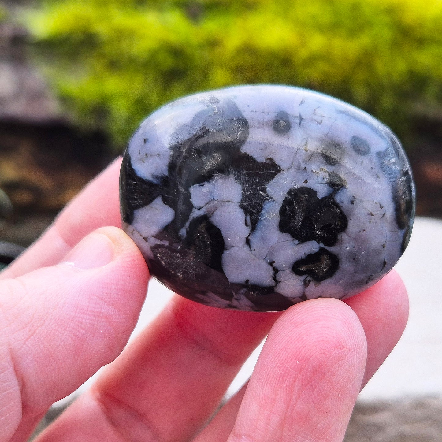 Mystic Merlinite, Indigo Gabbro Crystal Palm Stone. reduced Perfectly imperfect!