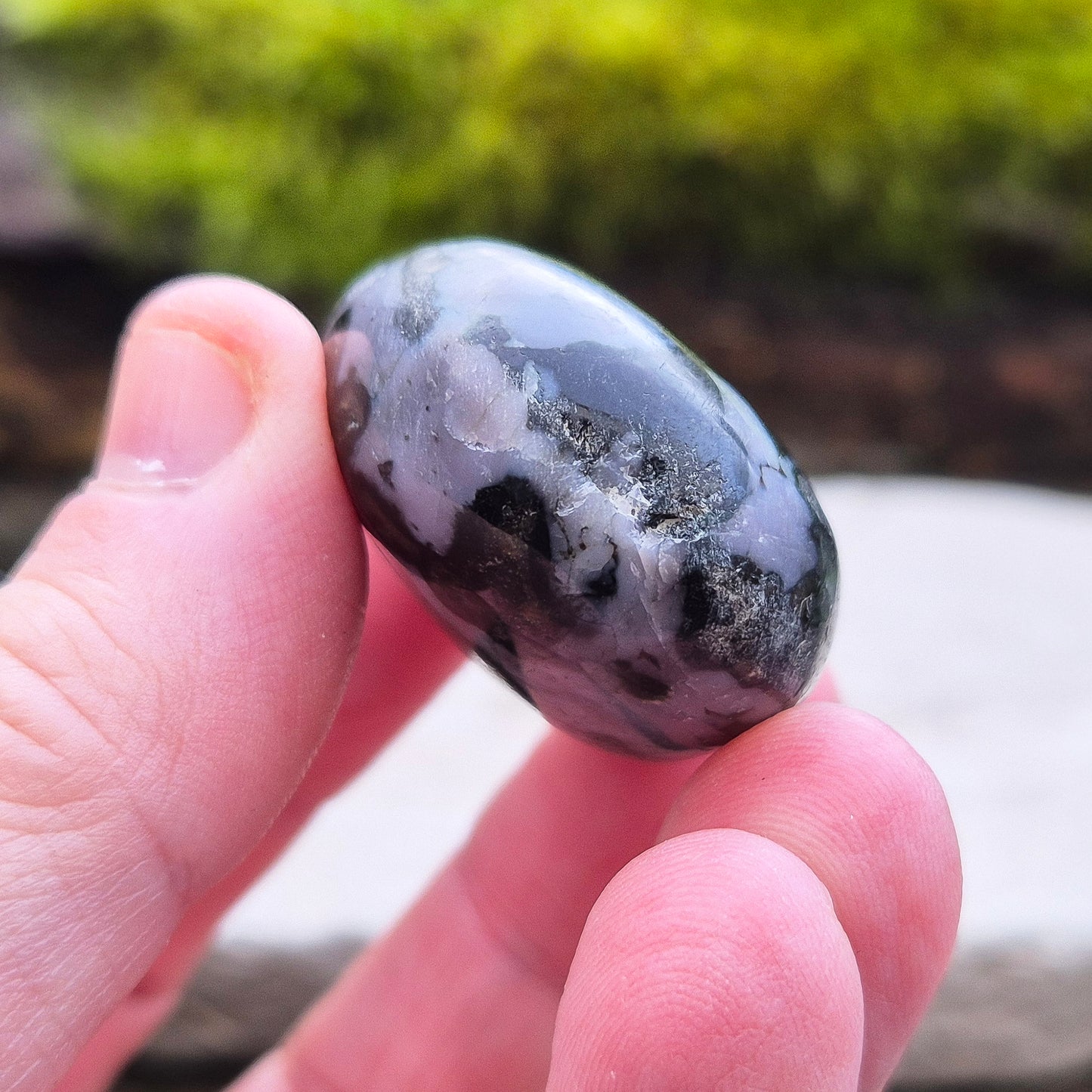 Mystic Merlinite, Indigo Gabbro Crystal Palm Stone. reduced Perfectly imperfect!