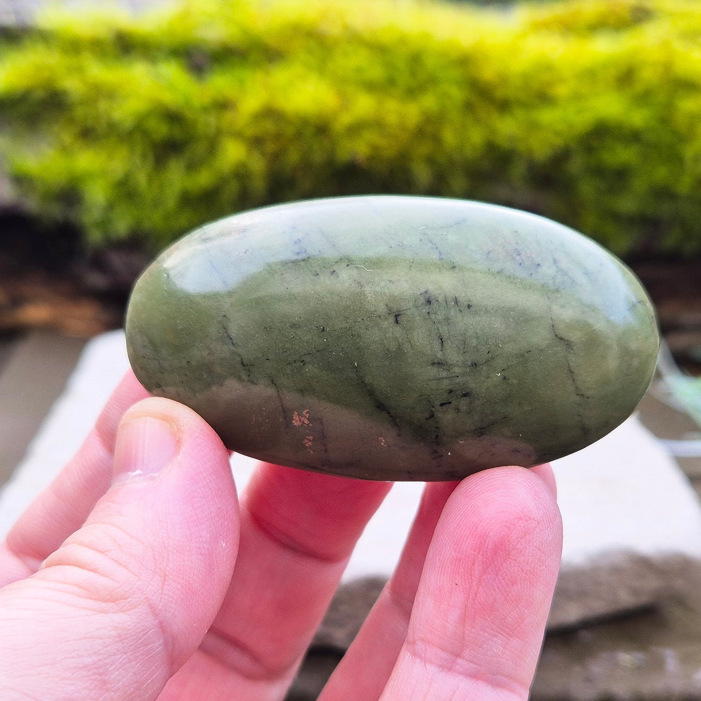 Nephrite Jade Crystal Palm Stone