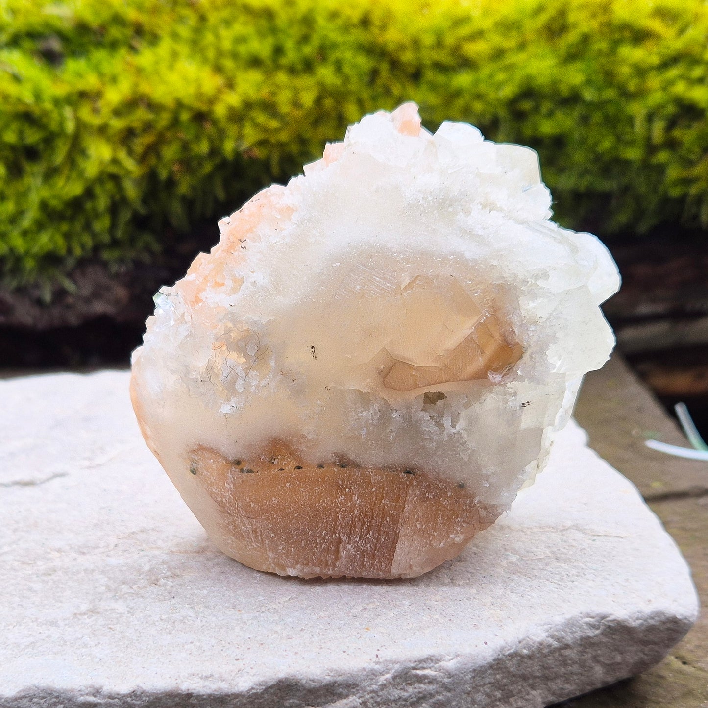 Apophyllite Crystal Cluster from India. Lovely cluster with lovely clear apophyllite crystals and also has some pieces of Stilbite. 