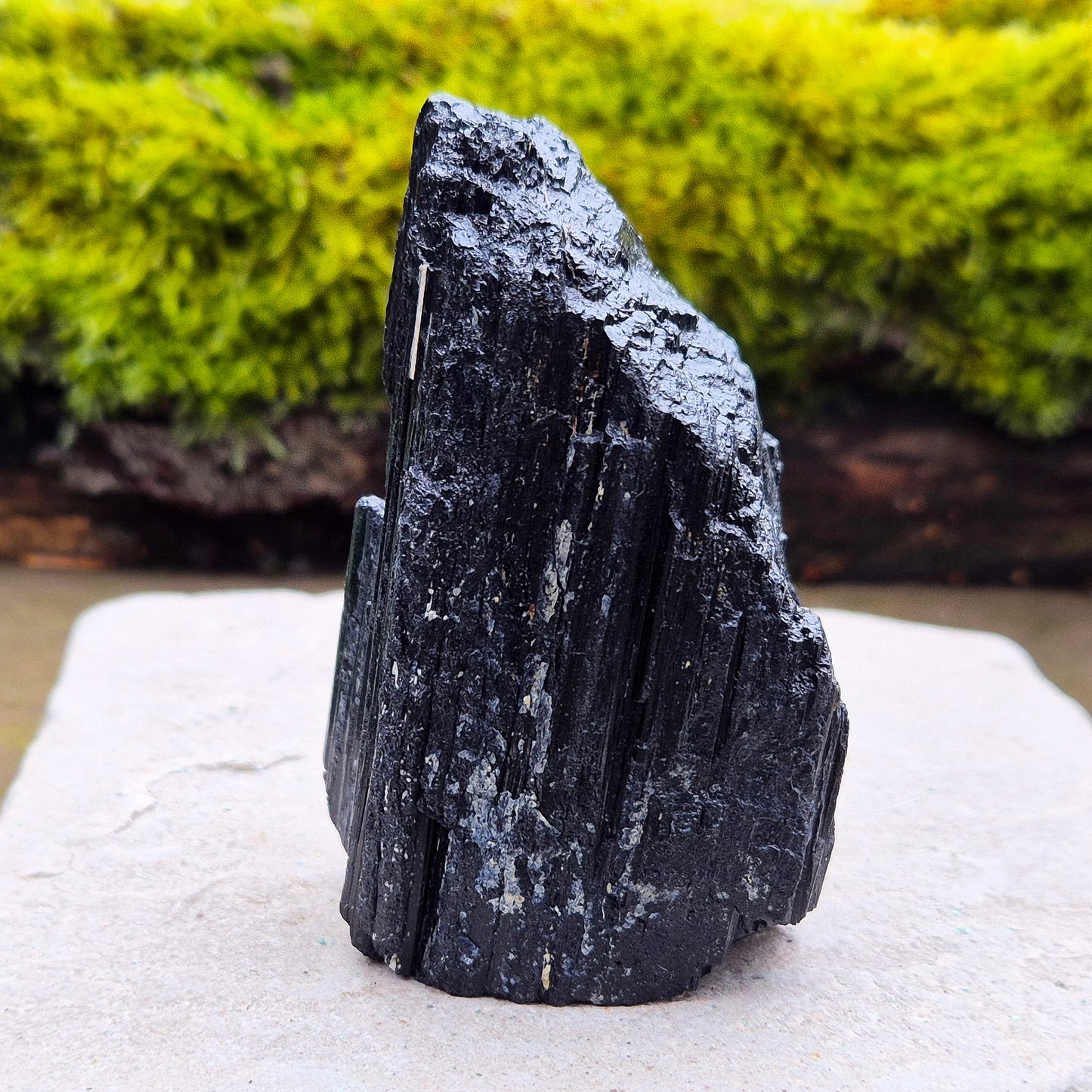 Natural Black Tourmaline crystal from Brazil. Really nice shiny lustre. Can stand upright or lying lengthways. Black Tourmaline is also known as Schorl.