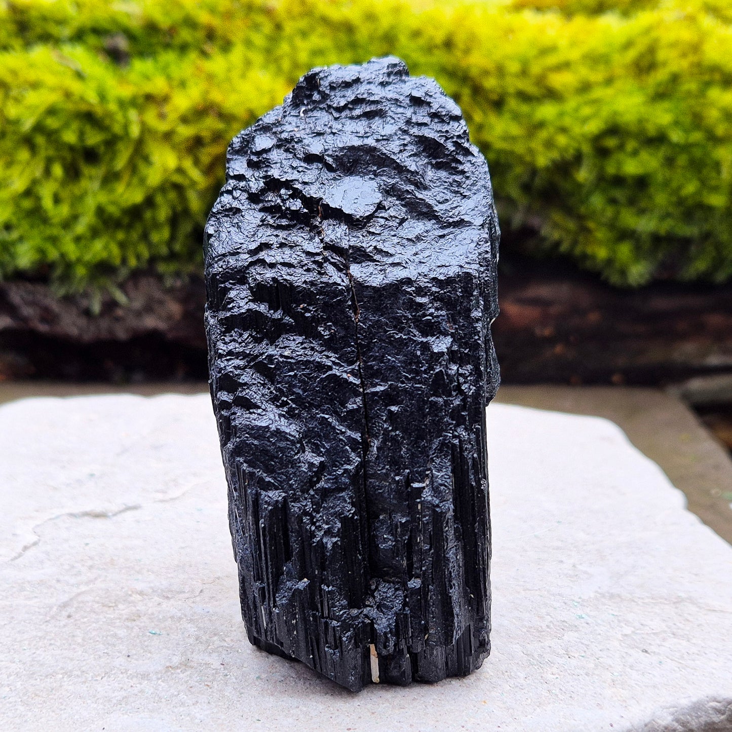 Natural Black Tourmaline crystal from Brazil. Really nice shiny lustre. Can stand upright or lying lengthways. Black Tourmaline is also known as Schorl.