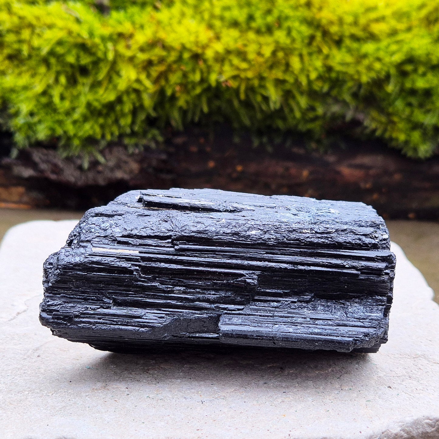 Natural Black Tourmaline crystal from Brazil. Really nice shiny lustre. Can stand upright or lying lengthways. Black Tourmaline is also known as Schorl.