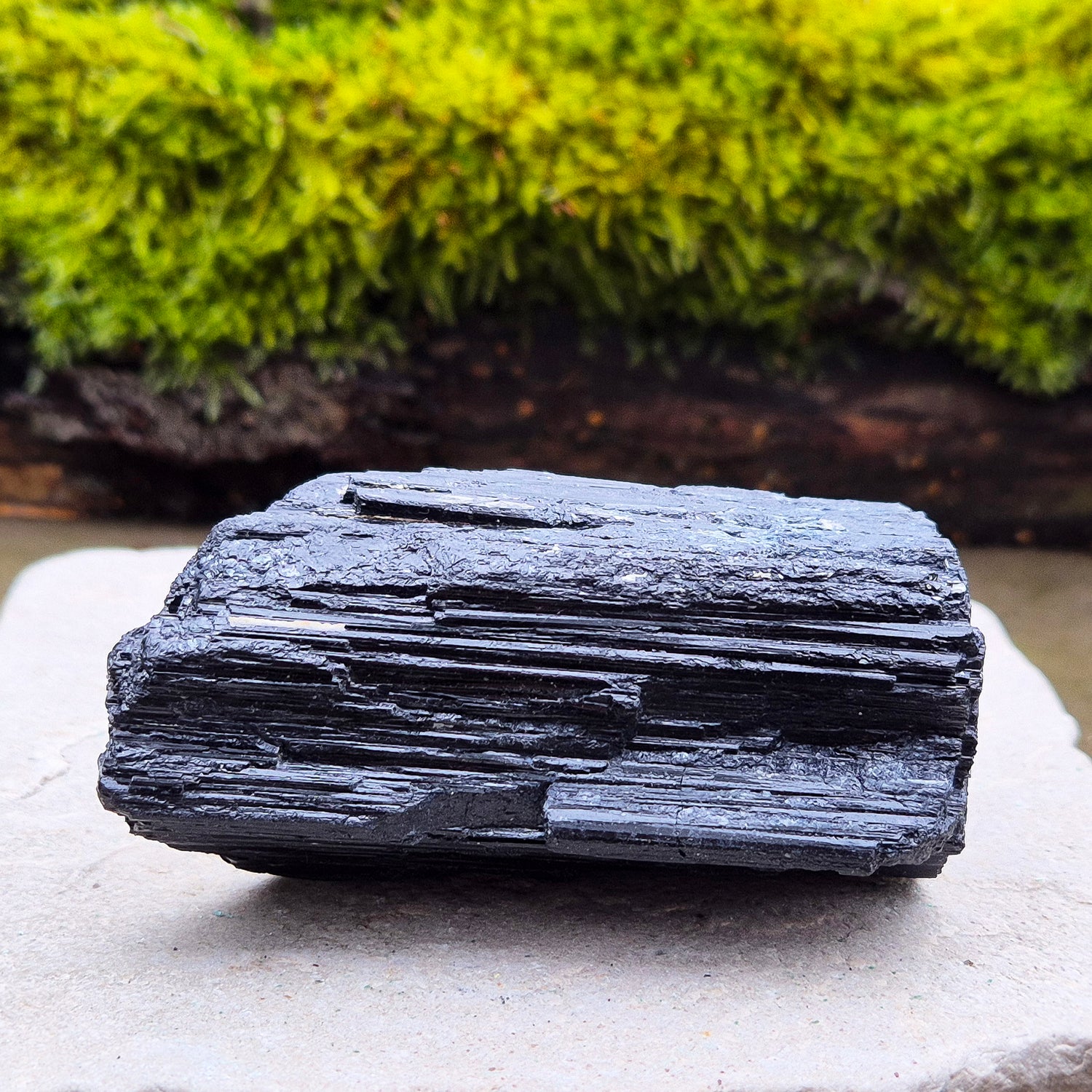 Natural Black Tourmaline crystal from Brazil. Really nice shiny lustre. Can stand upright or lying lengthways. Black Tourmaline is also known as Schorl.