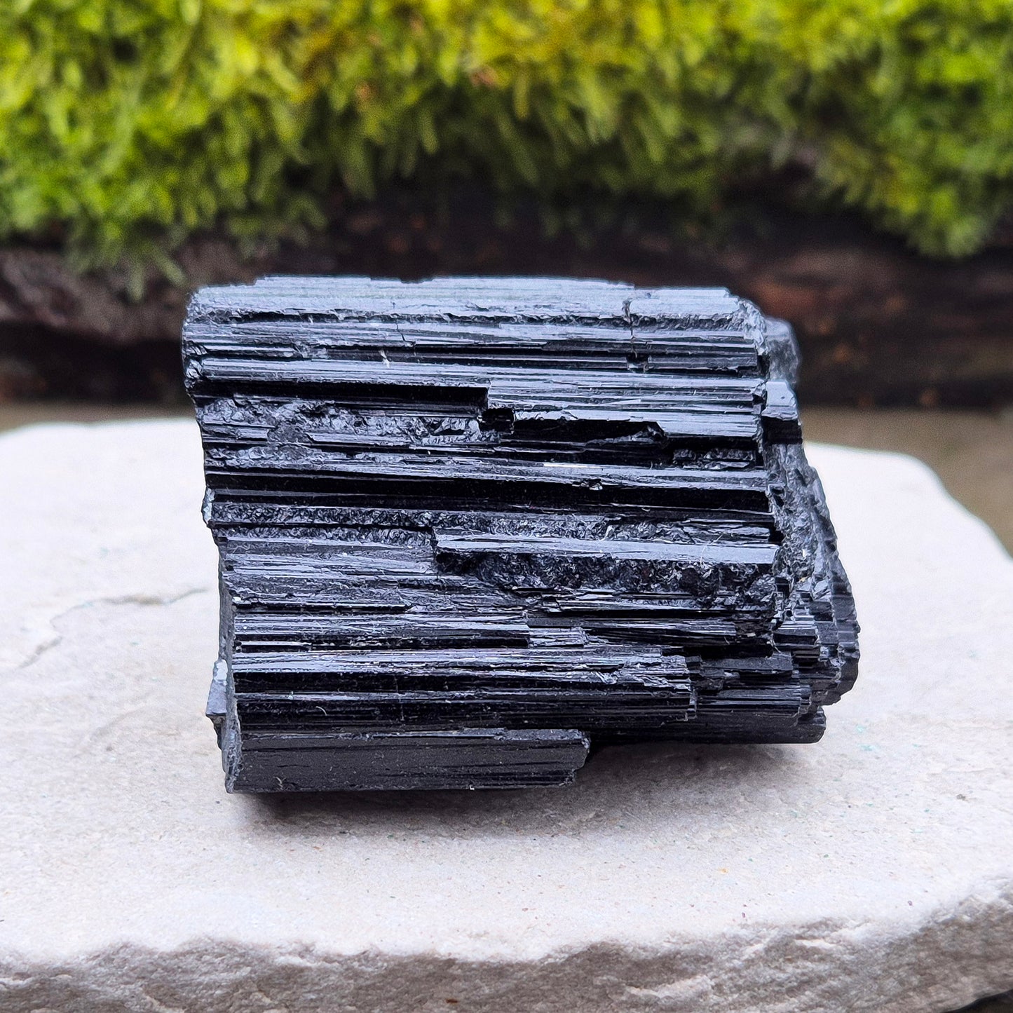 Natural Black Tourmaline crystal from Brazil. Really nice shiny lustre. Can be positioned lengthways or stand upright. Black Tourmaline is also known as Schorl.