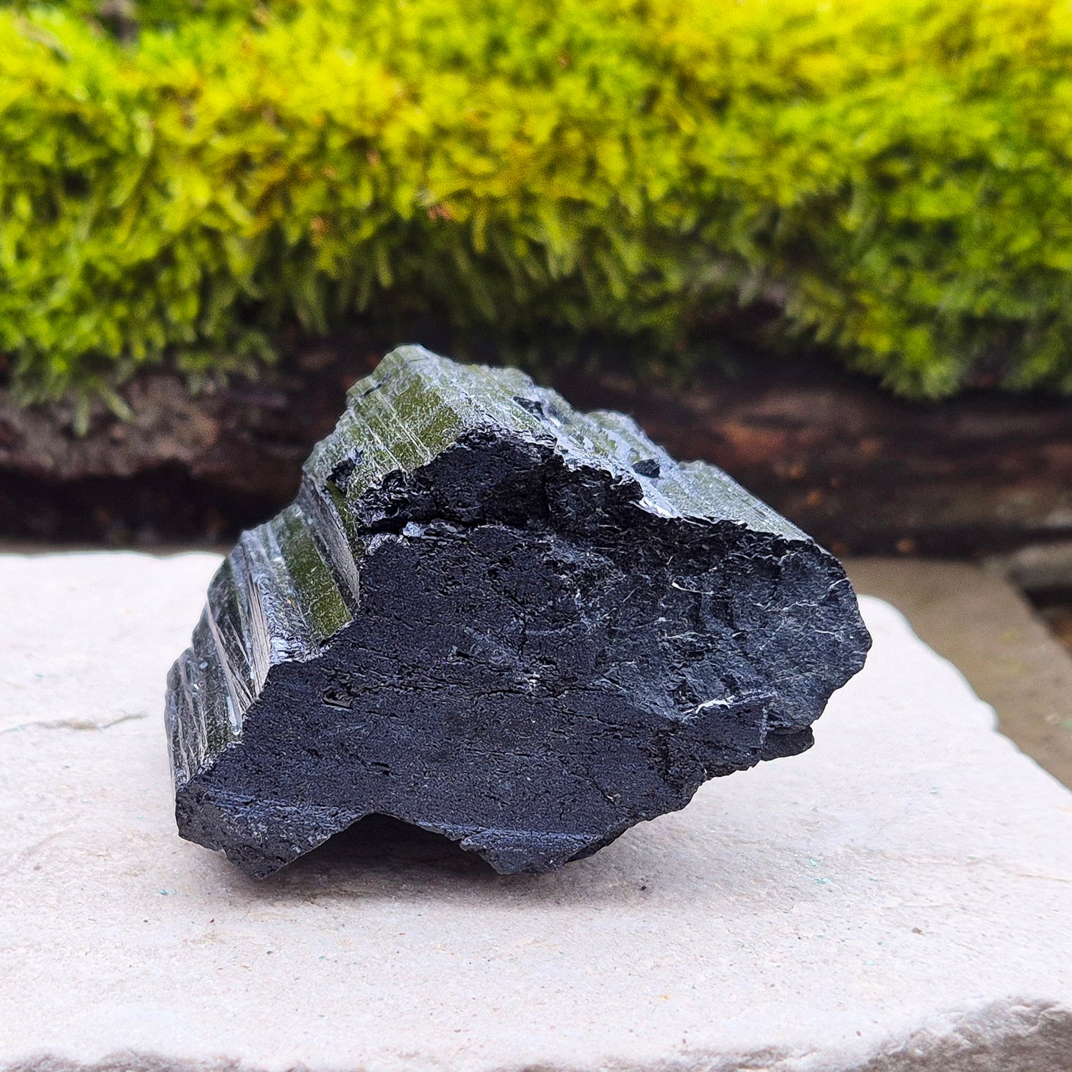 Natural Black Tourmaline crystal from Brazil. Really nice shiny lustre. Can be positioned lengthways or stand upright. Black Tourmaline is also known as Schorl.