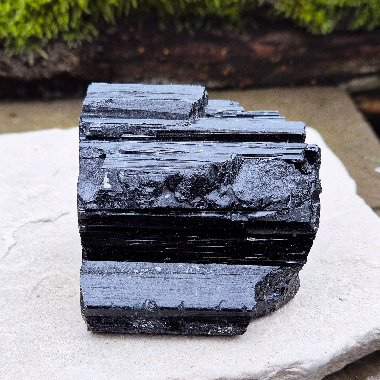 Natural Black Tourmaline crystal from Brazil. Really nice shiny lustre. Can be positioned lengthways or stand upright. Black Tourmaline is also known as Schorl.