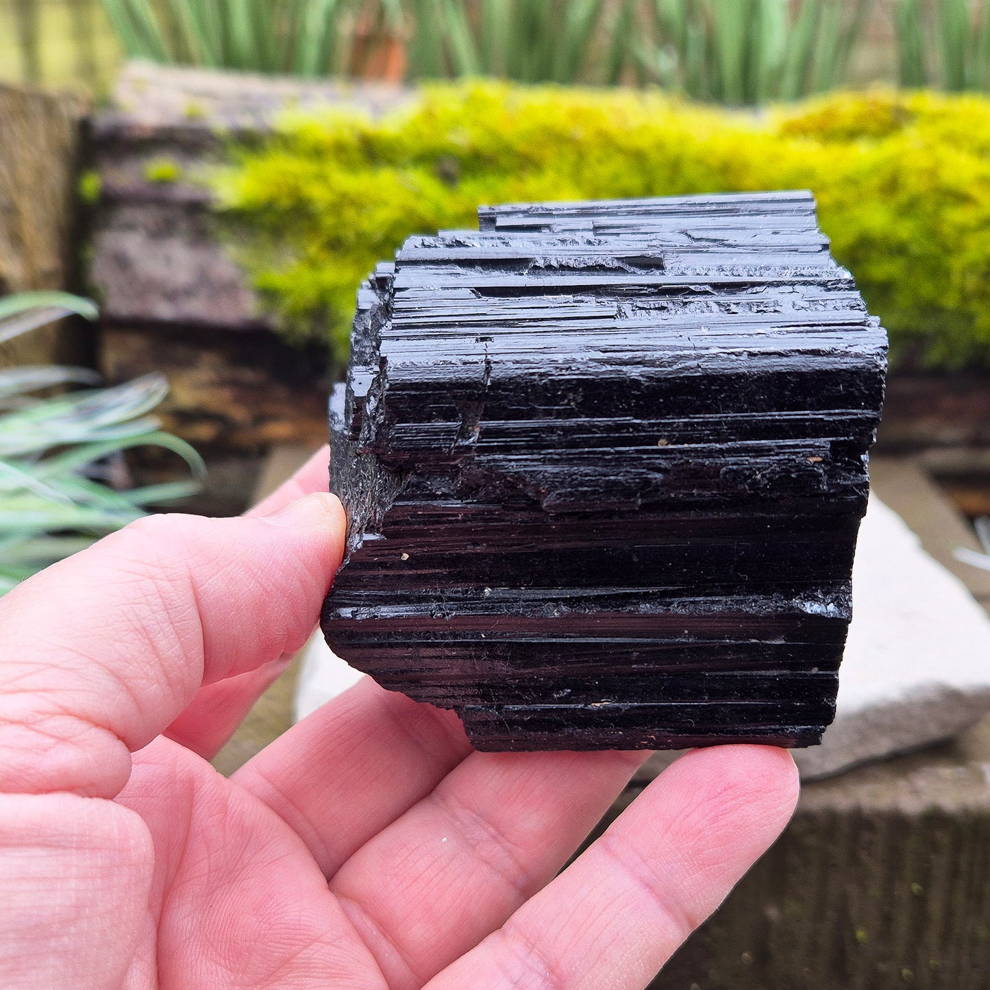 Natural Black Tourmaline crystal from Brazil. Really nice shiny lustre. Can be positioned lengthways or stand upright. Black Tourmaline is also known as Schorl.