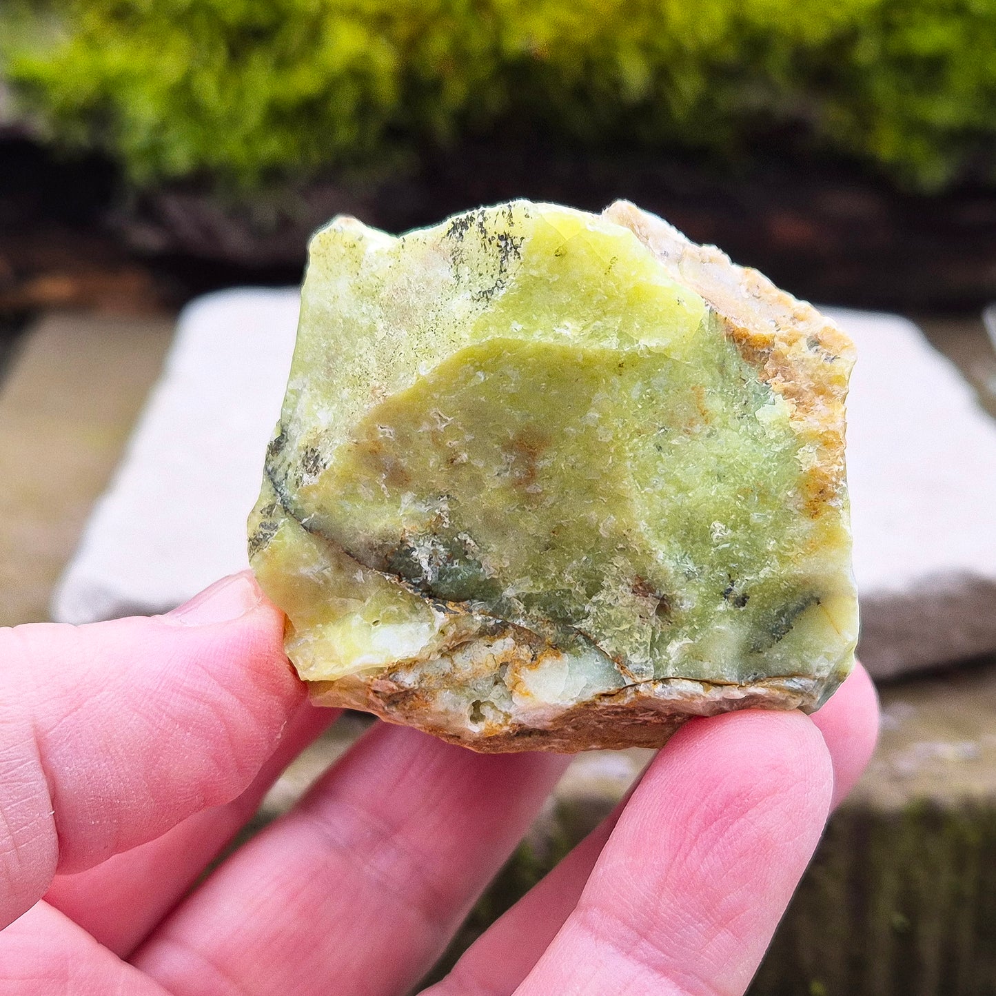 Natural Green Opal: Known for its healing properties, this stone encourages emotional growth and spiritual connection. From Australia, natural piece.