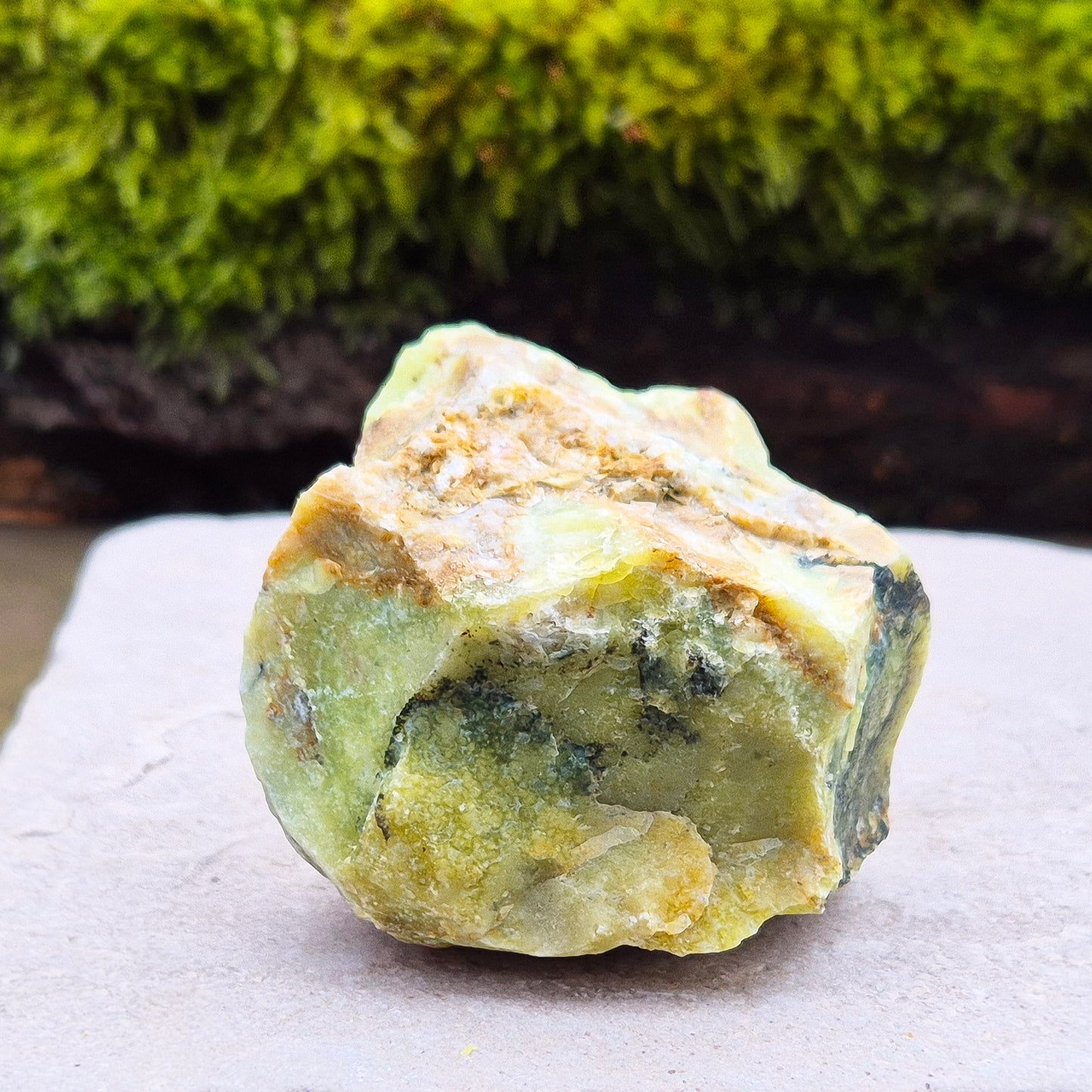 Natural Green Opal: Known for its healing properties, this stone encourages emotional growth and spiritual connection. From Australia, natural piece.