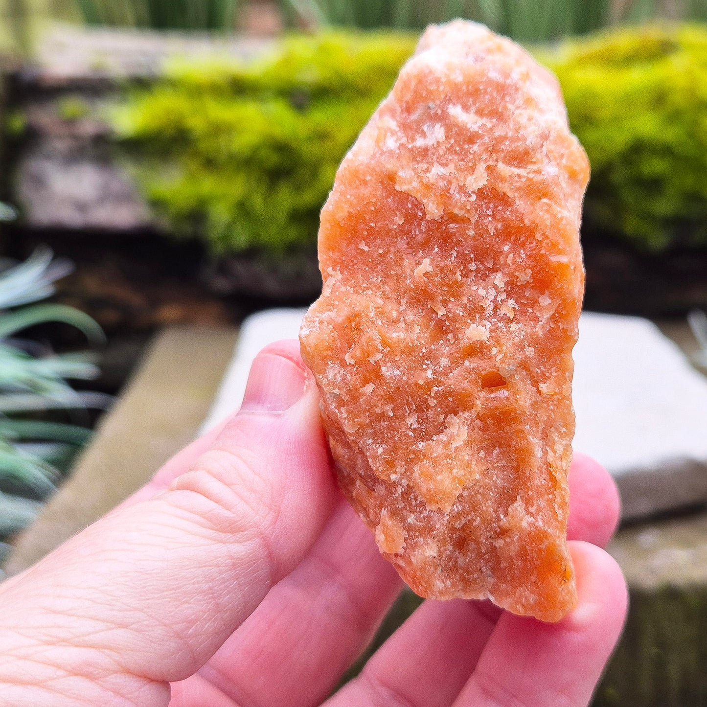 Orange Calcite, Natural Piece, Vibrant Color, from Mexico. While this crystal comes from a vein in the mine known for producing an infusion of orange calcite and black tourmaline, this piece appears to outwardly feature only the vibrant orange calcite.